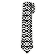 Buckle-Down Necktie - Geometric Diamond2 Black/White/Black Neckties Buckle-Down