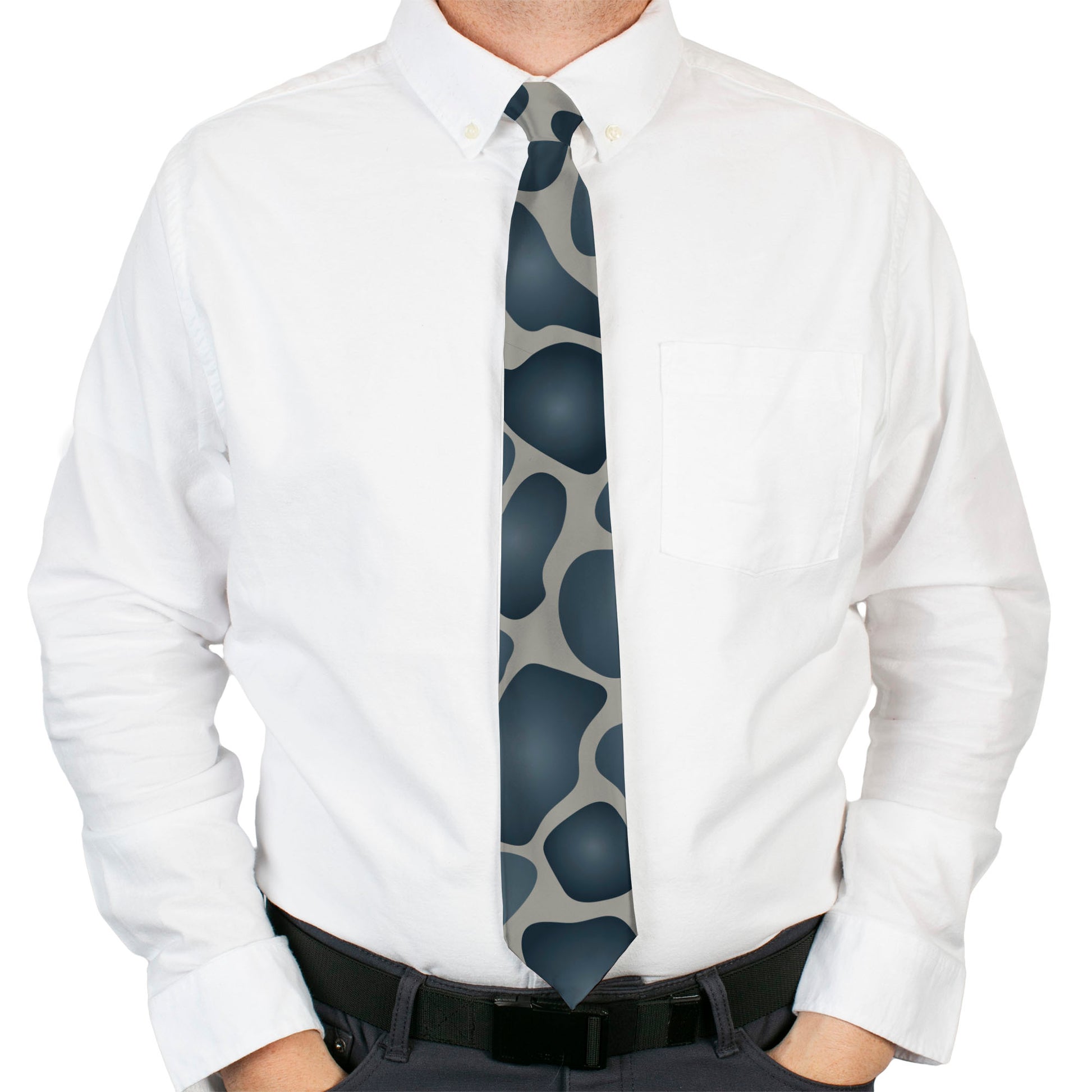 Buckle-Down Necktie - Giraffe Spots Gray/Charcoal Neckties Buckle-Down