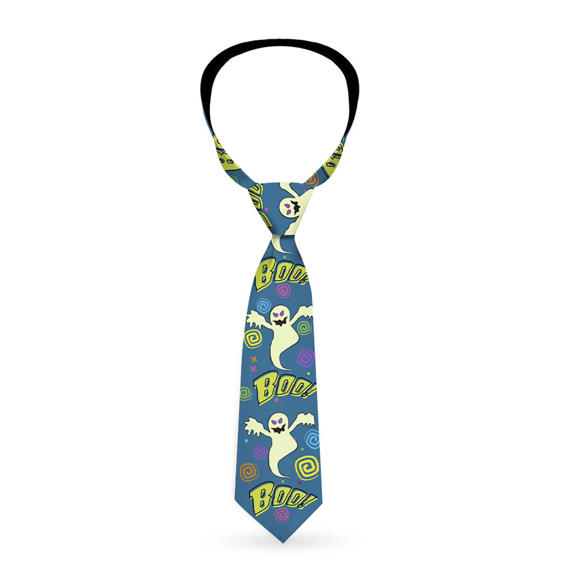 Buckle-Down Necktie - Ghost BOO! Blue/Multi Color Neckties Buckle-Down