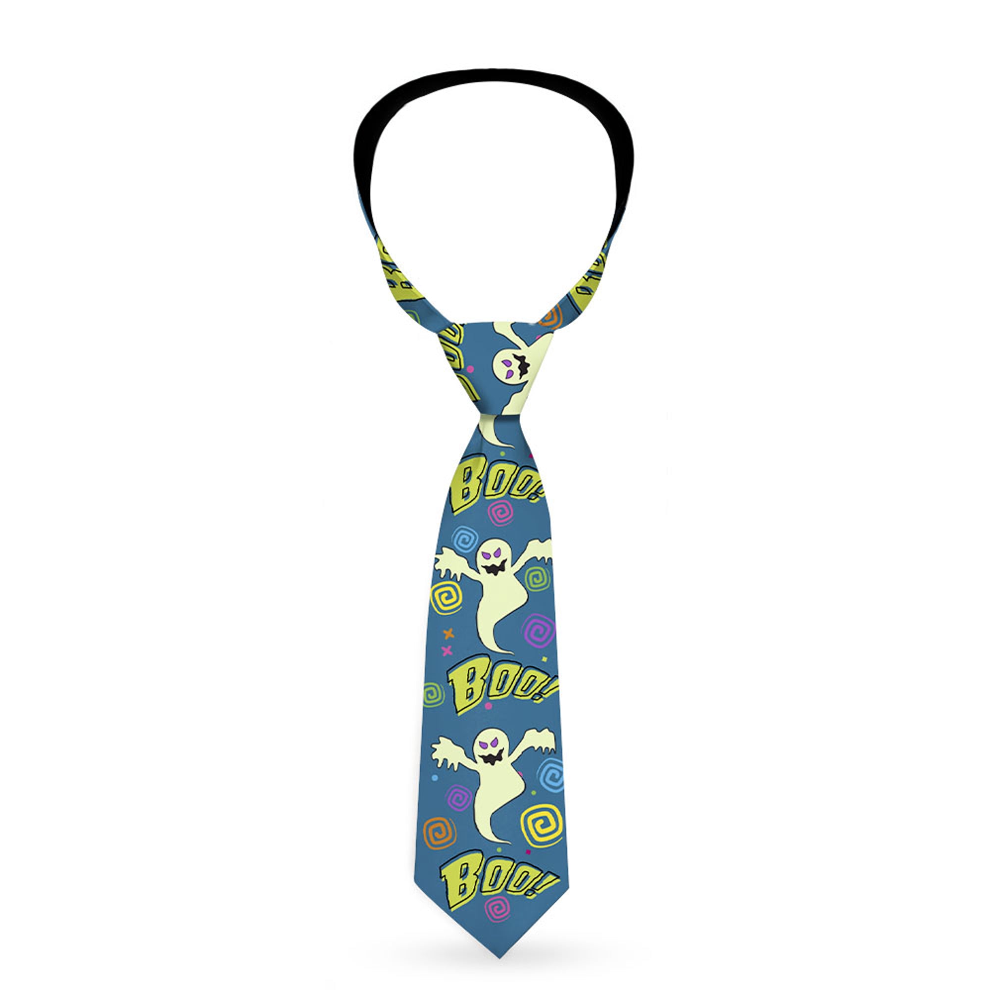 Buckle-Down Necktie - Ghost BOO! Blue/Multi Color Neckties Buckle-Down