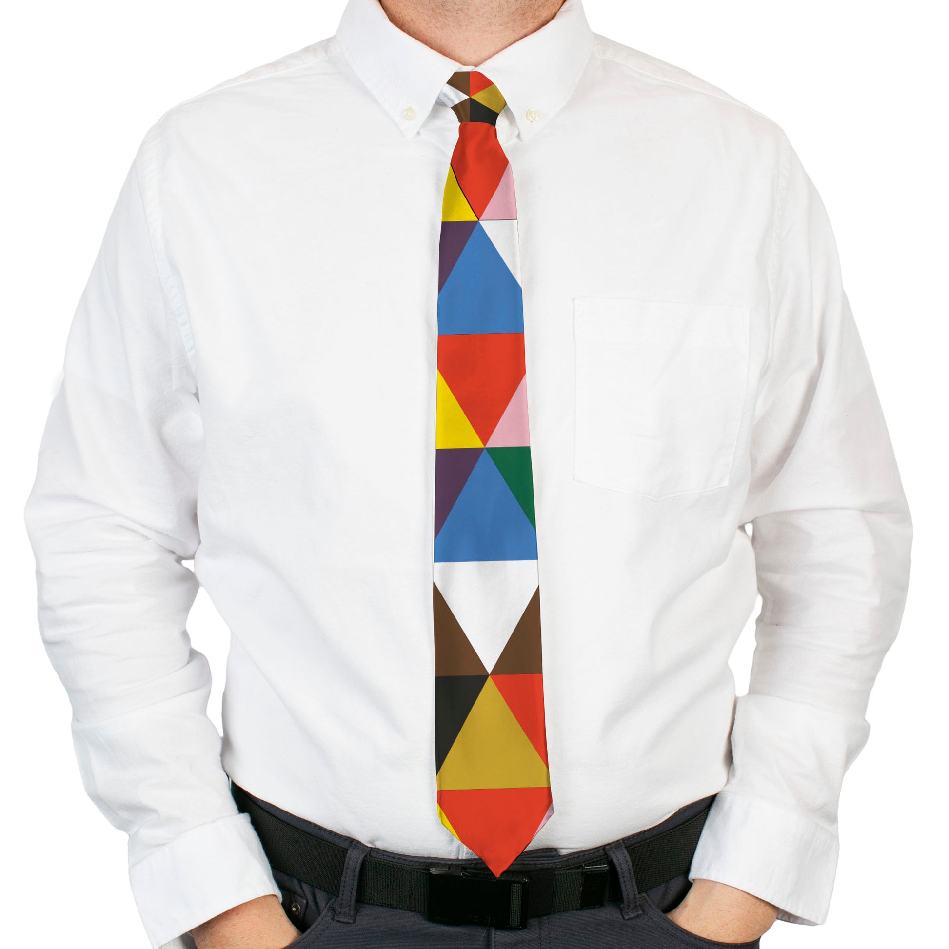 Buckle-Down Necktie - Geometric Triangle Blocks Multi Color Neckties Buckle-Down