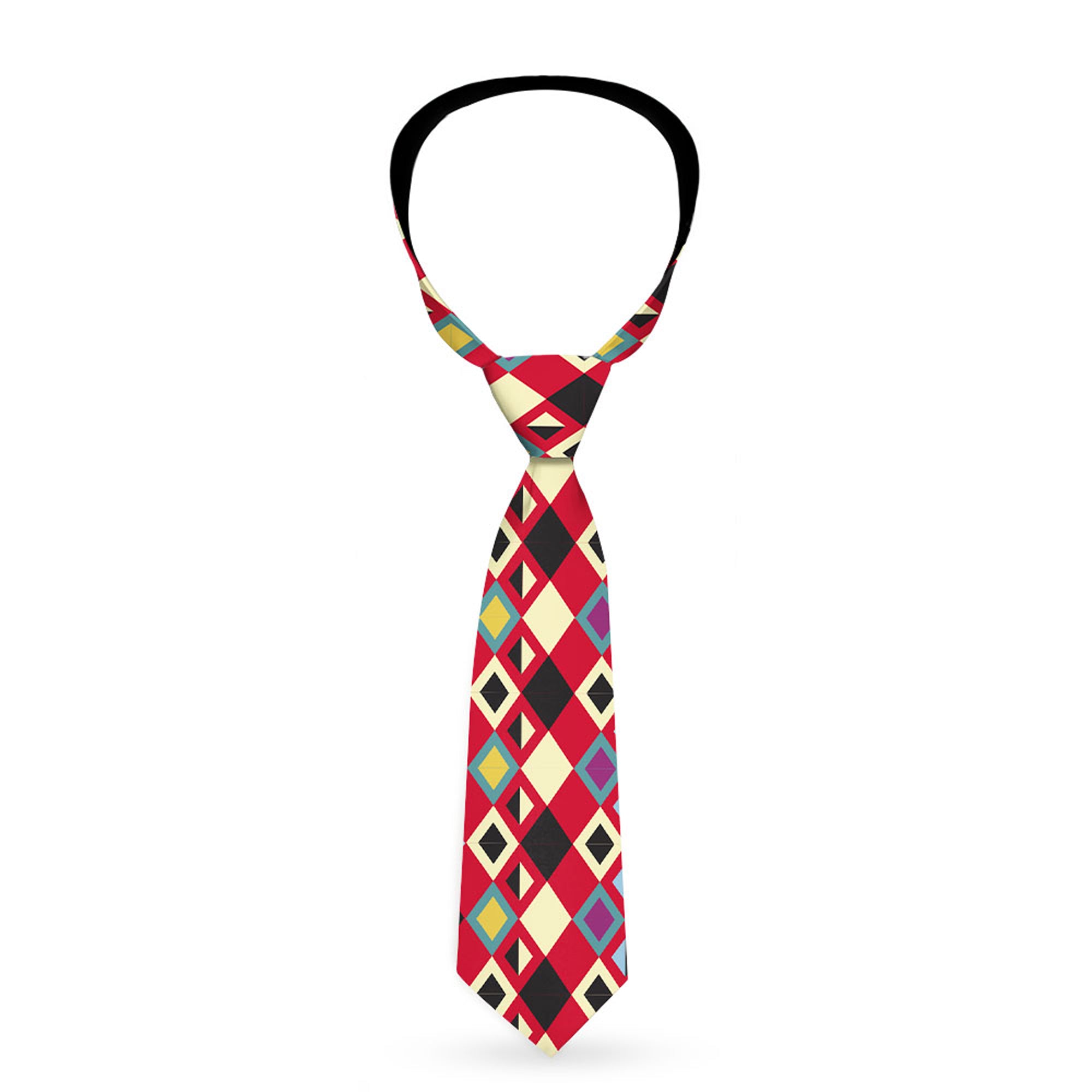 Buckle-Down Necktie - Geometric9 Black/Red/Turquoise/Ivory Neckties Buckle-Down