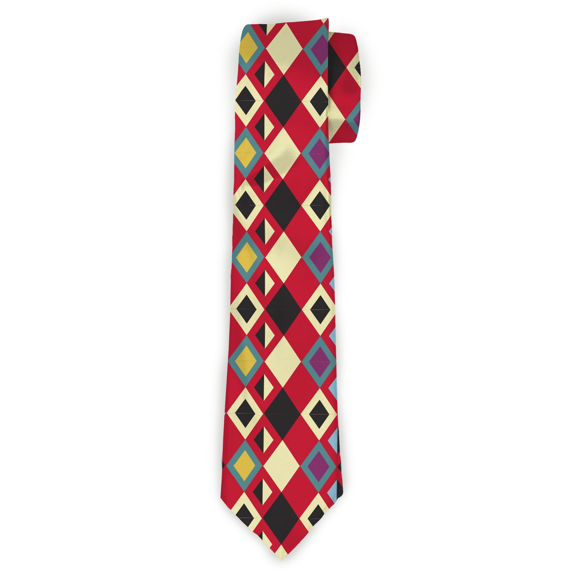 Buckle-Down Necktie - Geometric9 Black/Red/Turquoise/Ivory Neckties Buckle-Down