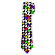 Buckle-Down Necktie - Houndstooth Black/White/Multi Neon Neckties Buckle-Down