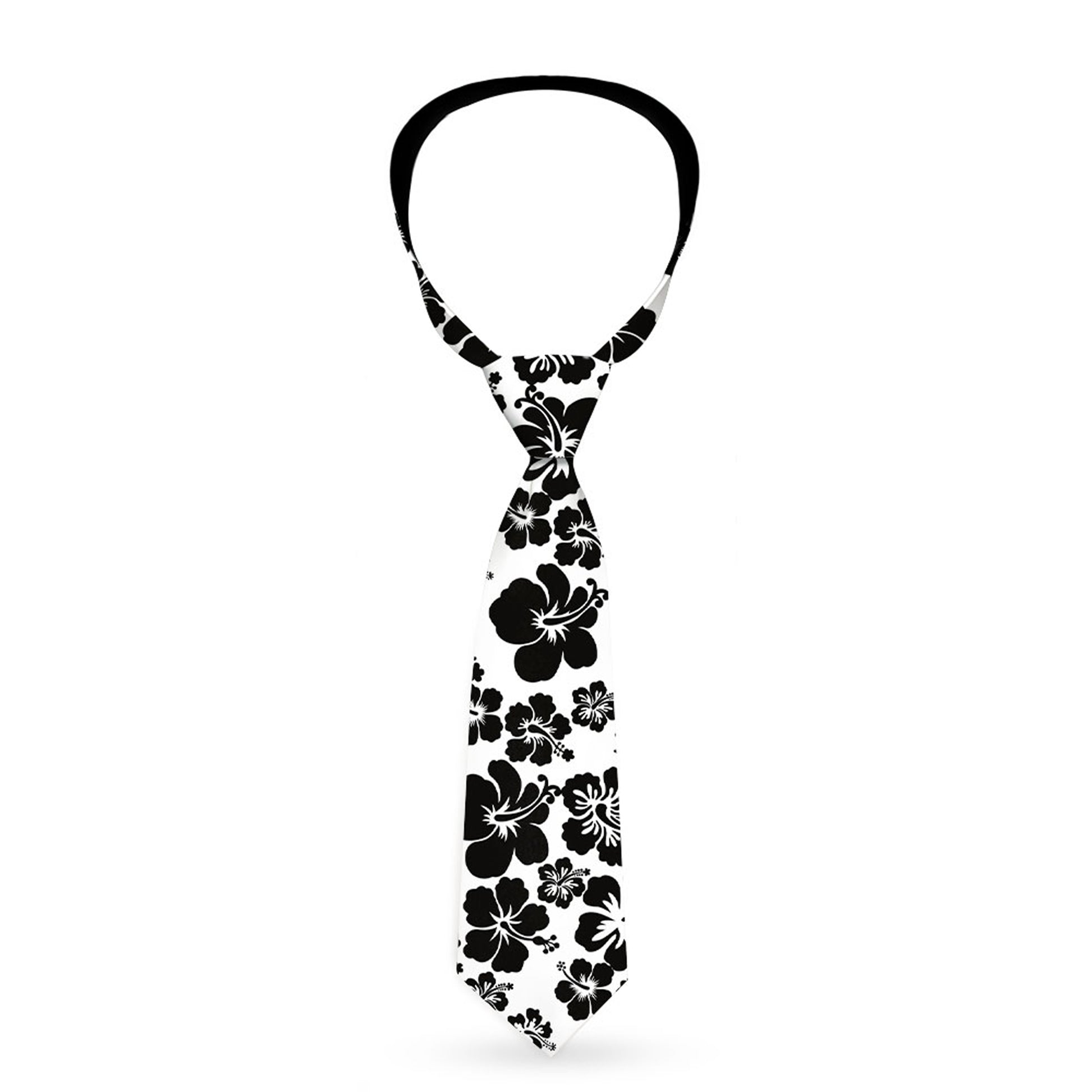 Buckle-Down Necktie - Hibiscus White/Black Neckties Buckle-Down