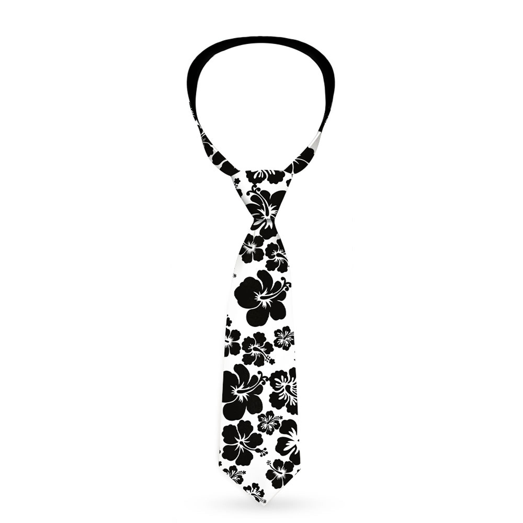 Buckle-Down Necktie - Hibiscus White/Black Neckties Buckle-Down