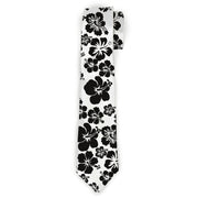 Buckle-Down Necktie - Hibiscus White/Black Neckties Buckle-Down