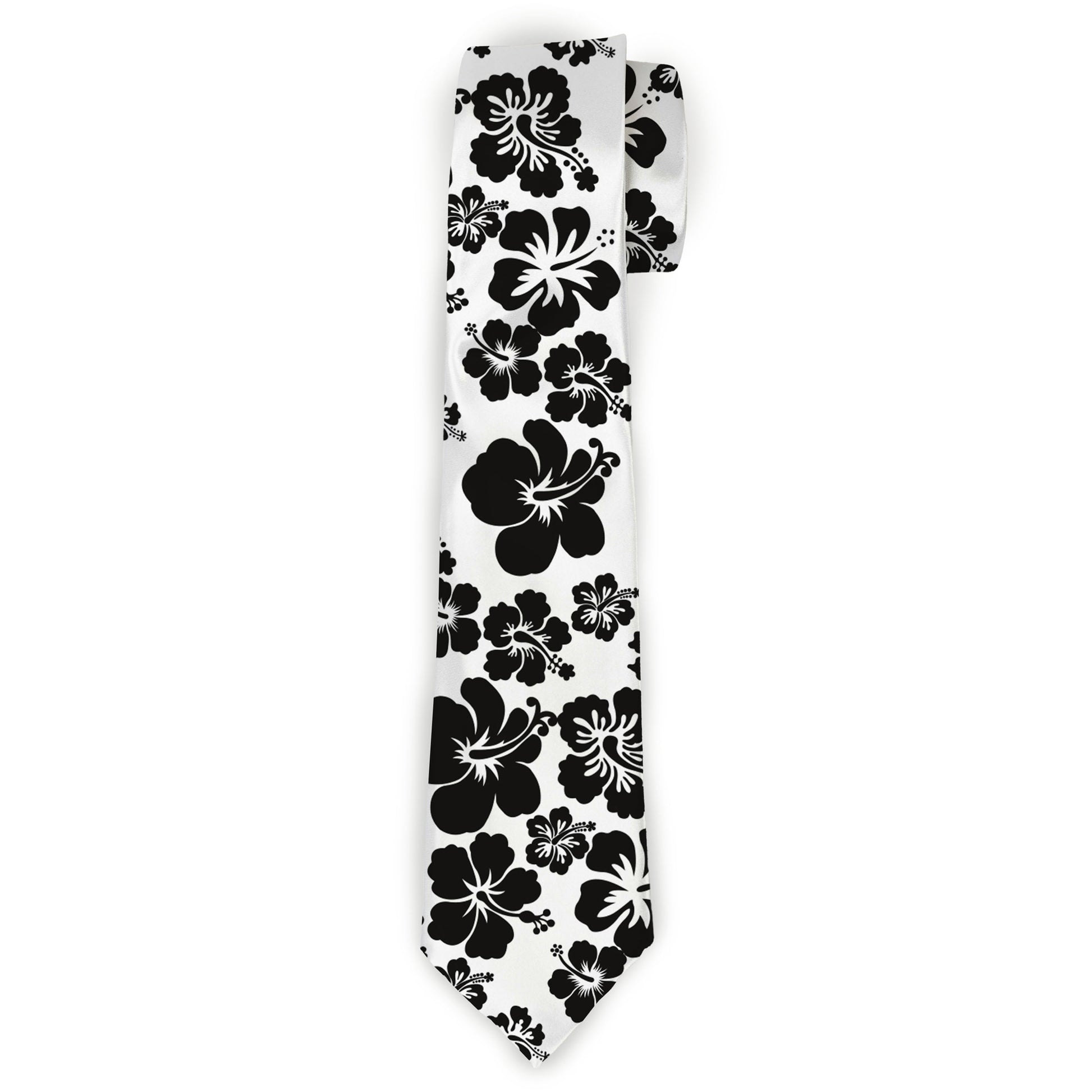 Buckle-Down Necktie - Hibiscus White/Black Neckties Buckle-Down