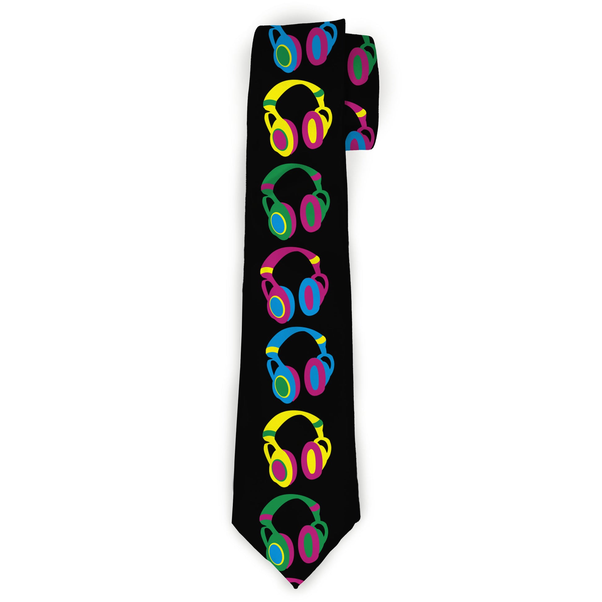 Buckle-Down Necktie - Headphones Black/Neon Neckties Buckle-Down