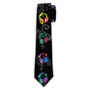 Buckle-Down Necktie - Headphones Curls Black/Gray/Neon Neckties Buckle-Down