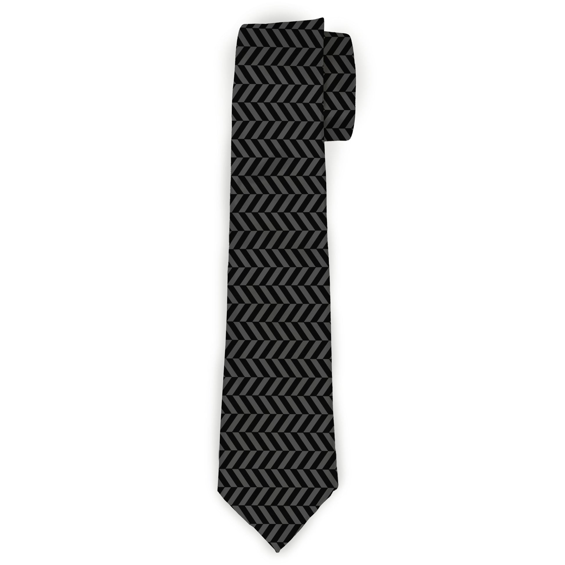 Buckle-Down Necktie - Herringbone Black/Gray Neckties Buckle-Down