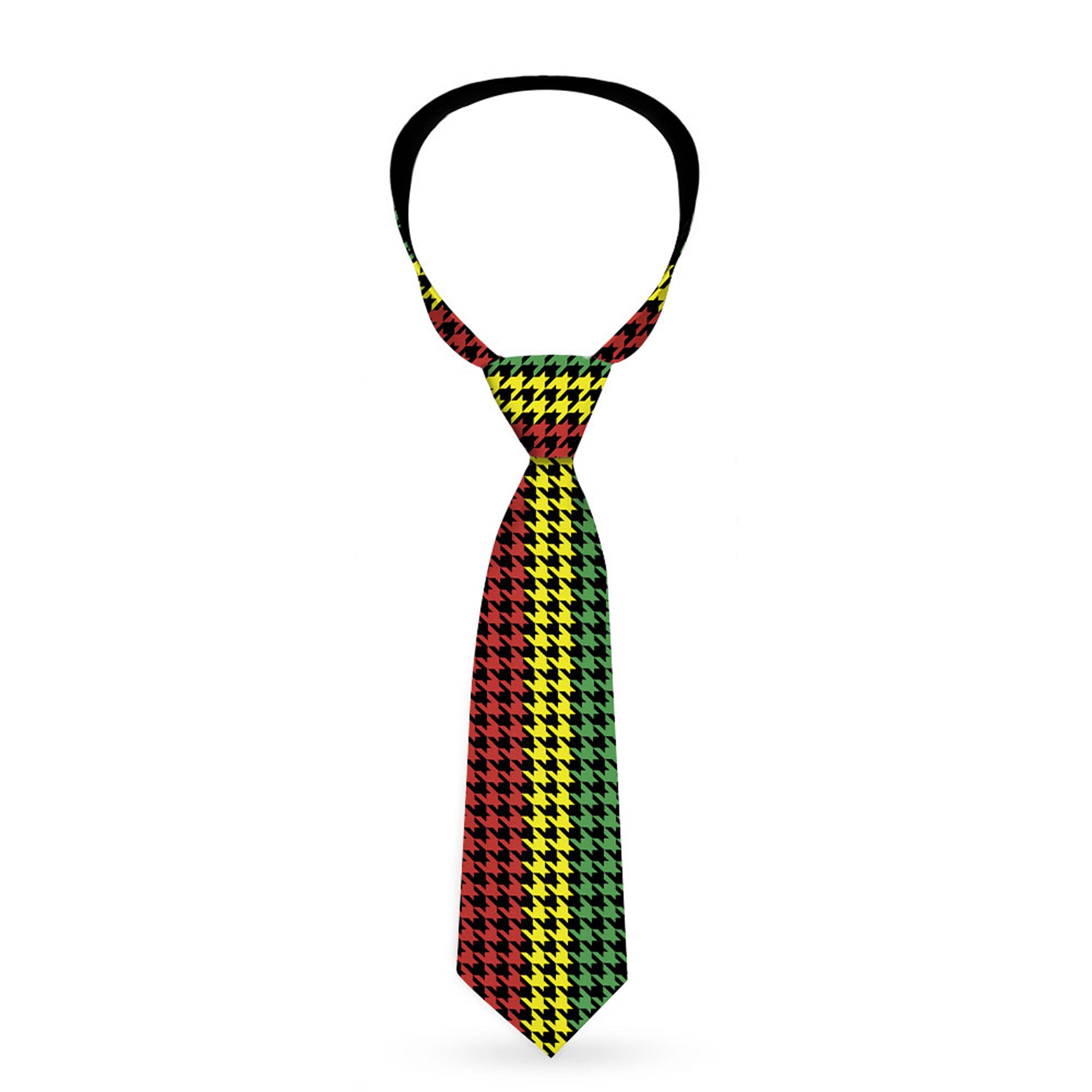 Buckle-Down Necktie - Houndstooth Black/Rasta Neckties Buckle-Down