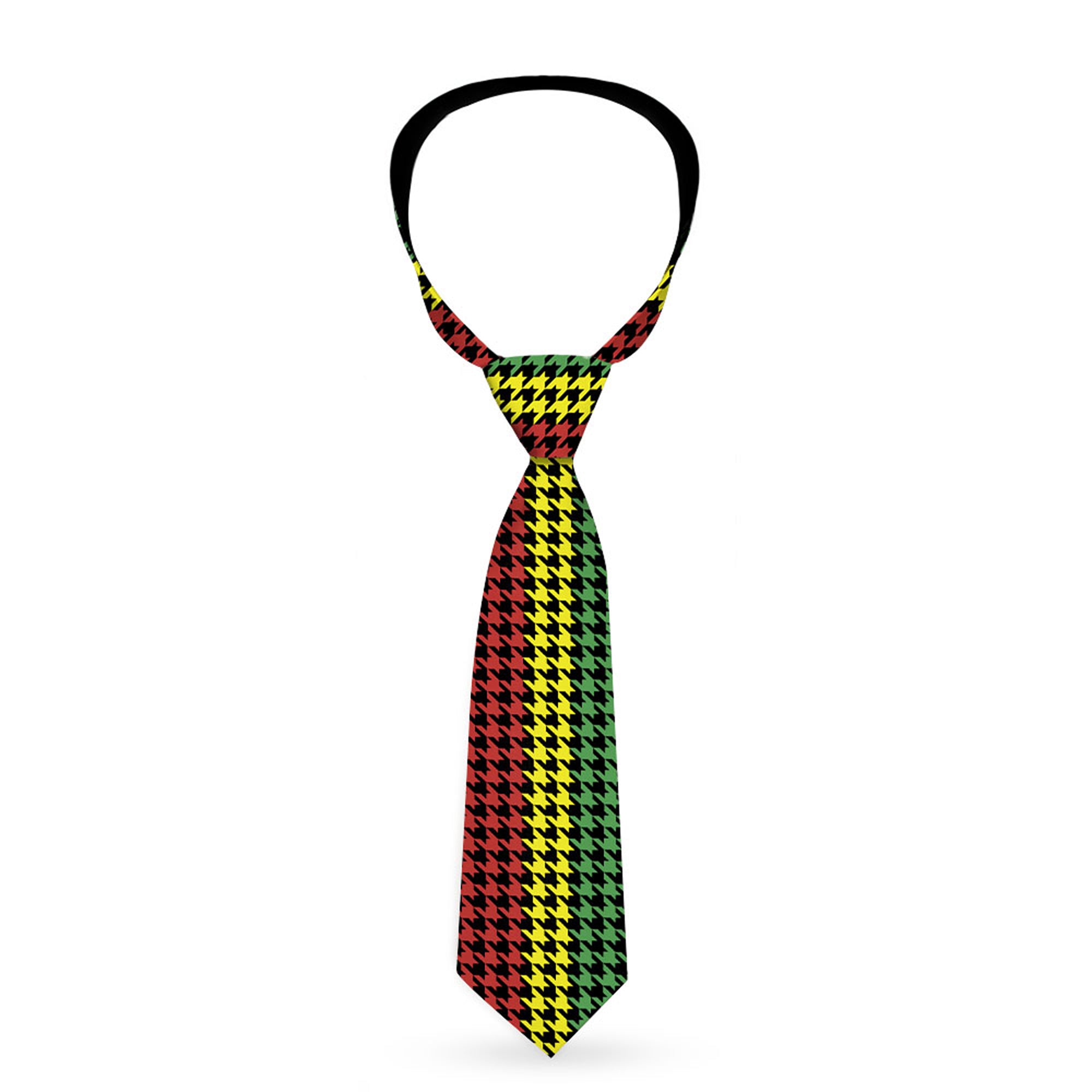 Buckle-Down Necktie - Houndstooth Black/Rasta Neckties Buckle-Down