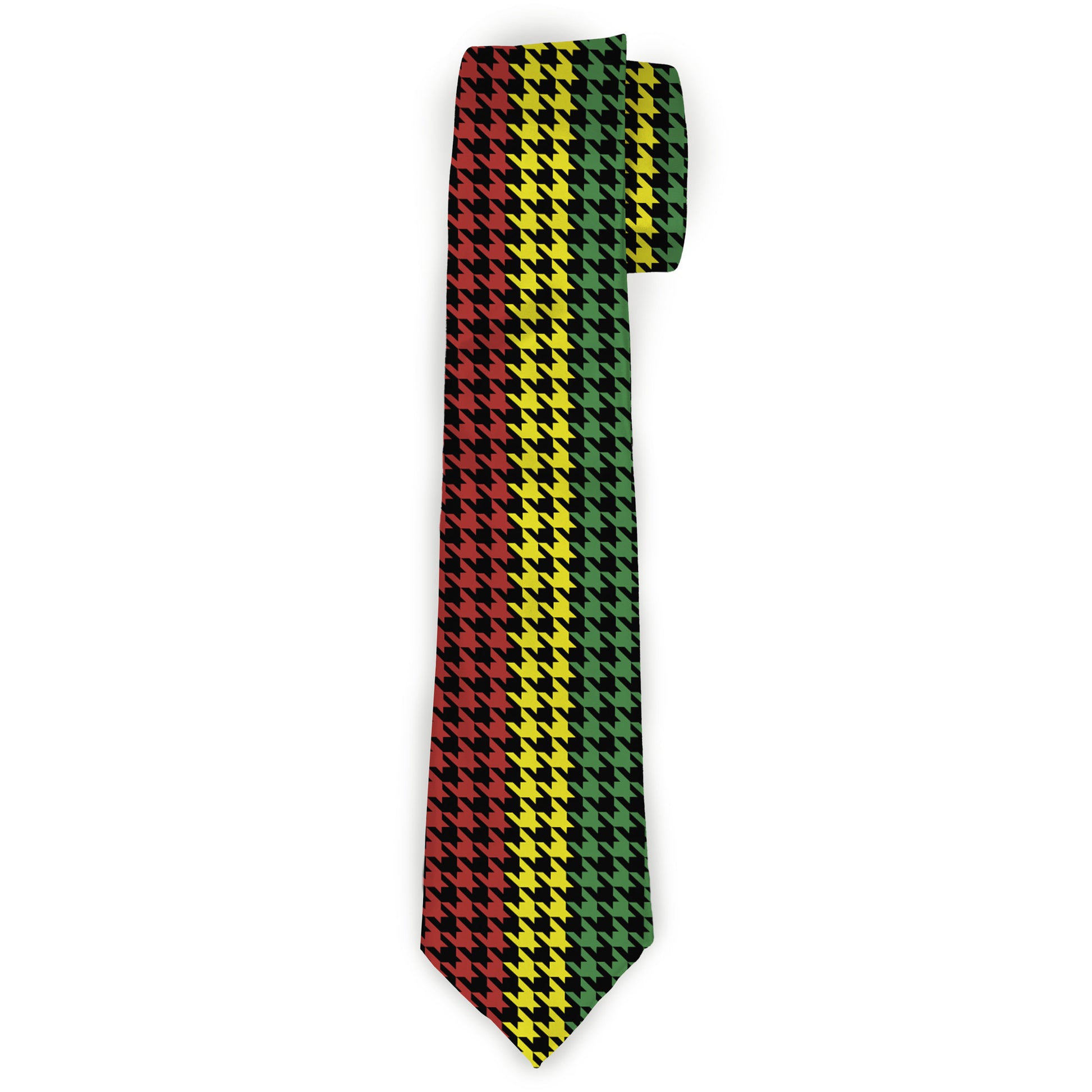 Buckle-Down Necktie - Houndstooth Black/Rasta Neckties Buckle-Down