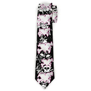 Buckle-Down Necktie - Heart & Cross Bones w/Skulls & Splatter Black/White Neckties Buckle-Down