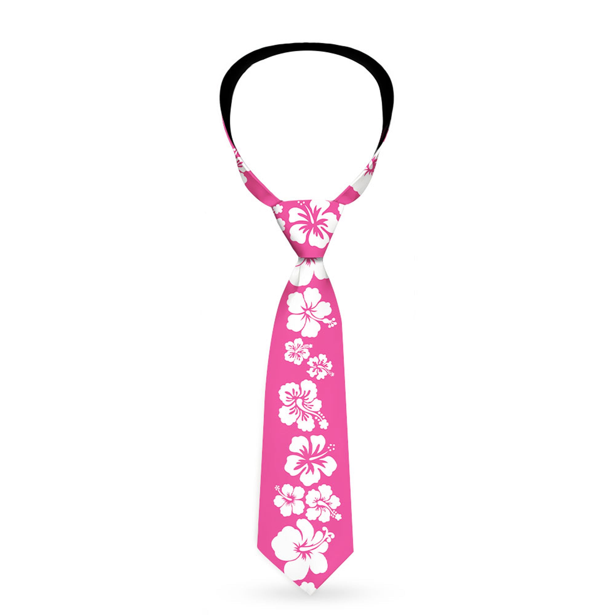 Buckle-Down Necktie - Hibiscus Neon Pink/White Neckties Buckle-Down