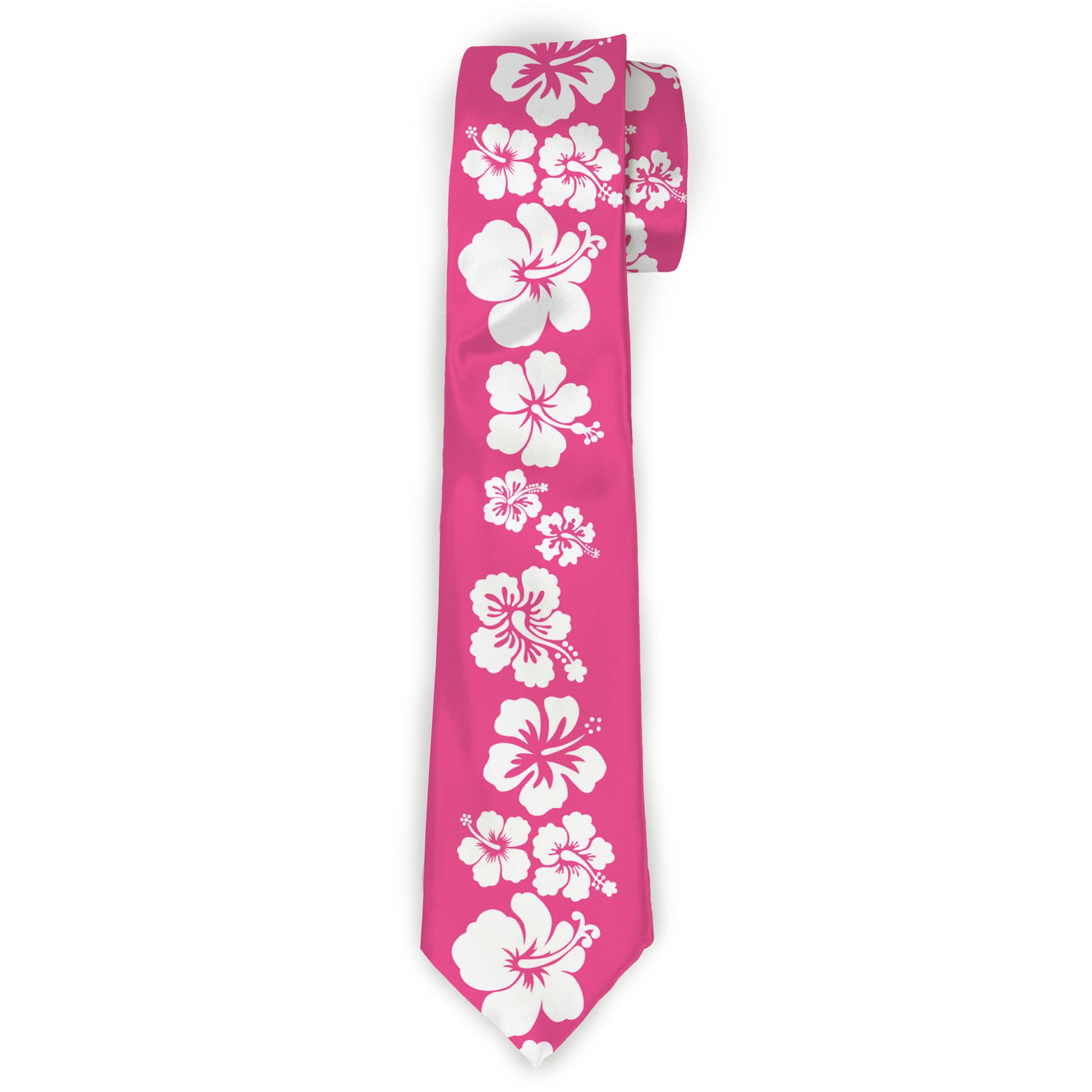 Buckle-Down Necktie - Hibiscus Neon Pink/White Neckties Buckle-Down