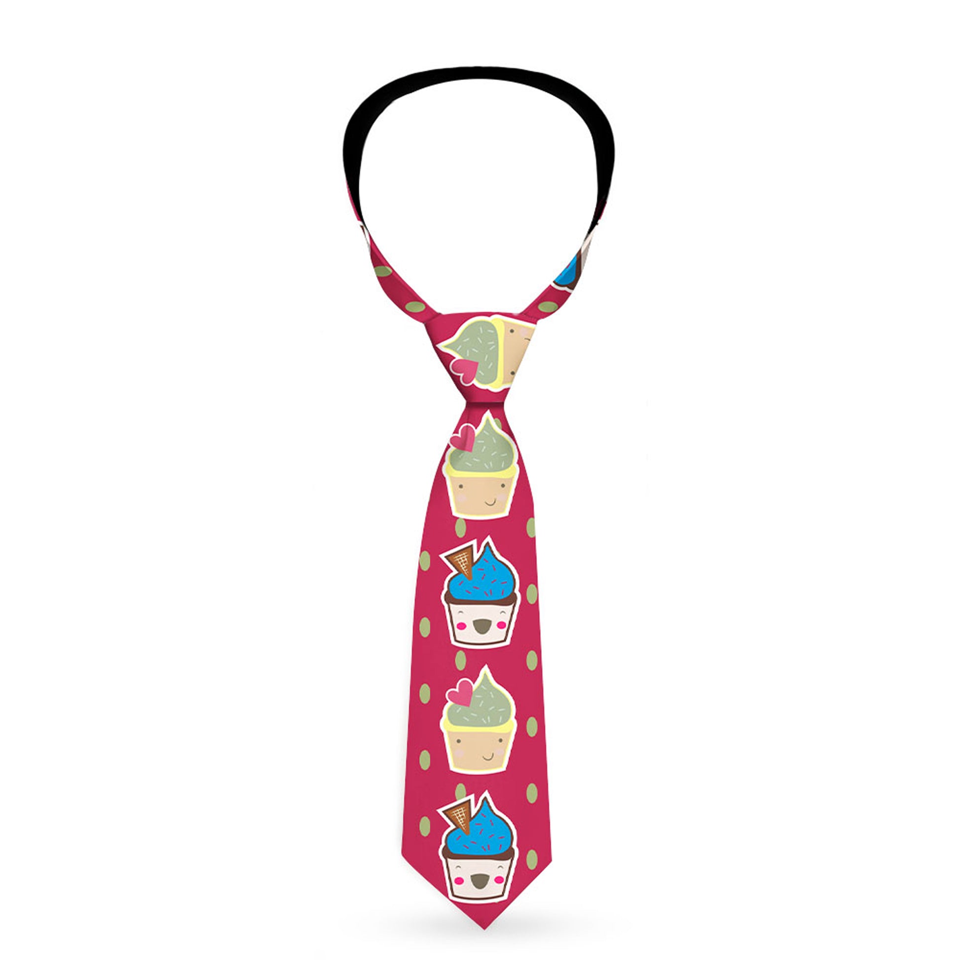 Buckle-Down Necktie - Happy Cupcakes/Dots Pink/Green Neckties Buckle-Down