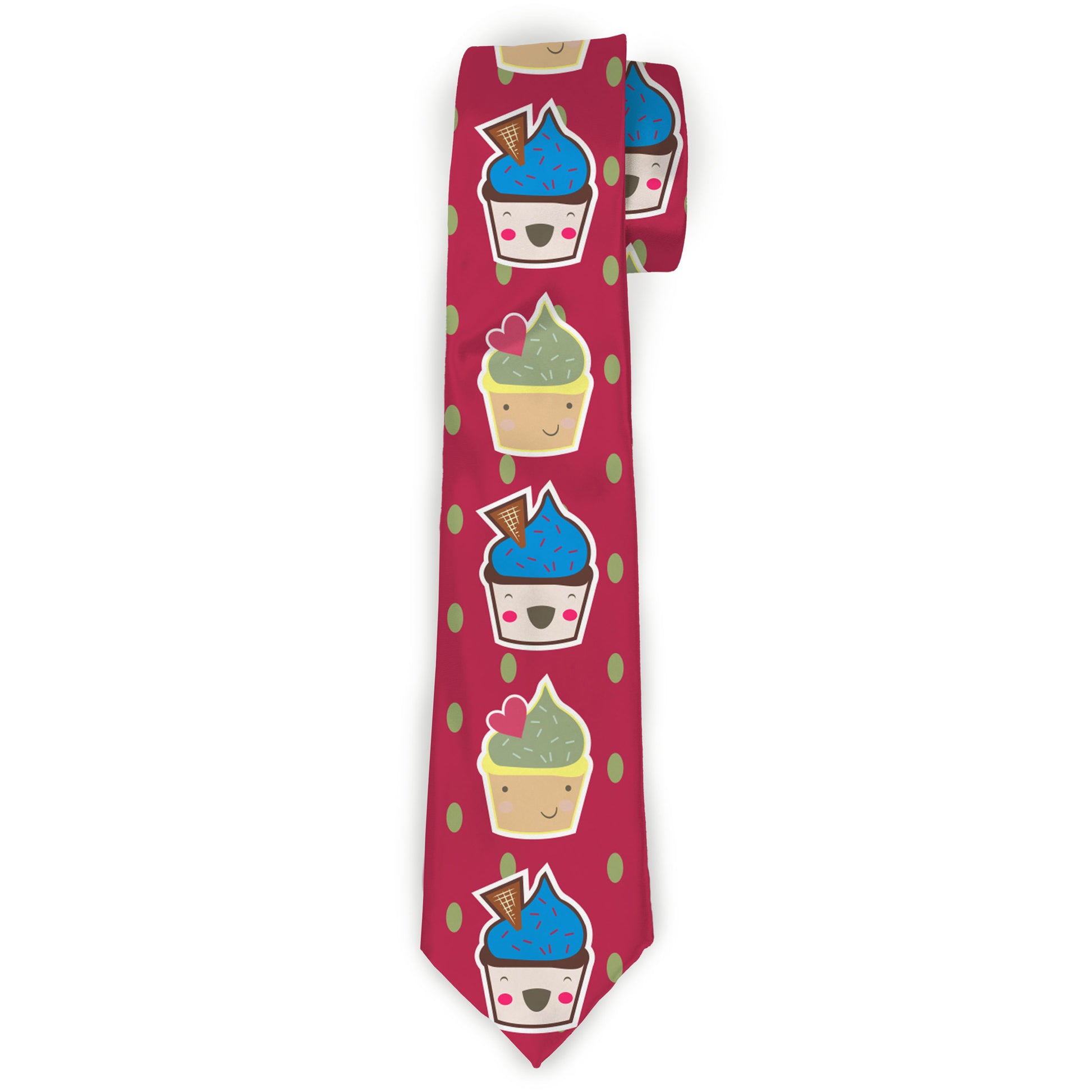 Buckle-Down Necktie - Happy Cupcakes/Dots Pink/Green Neckties Buckle-Down
