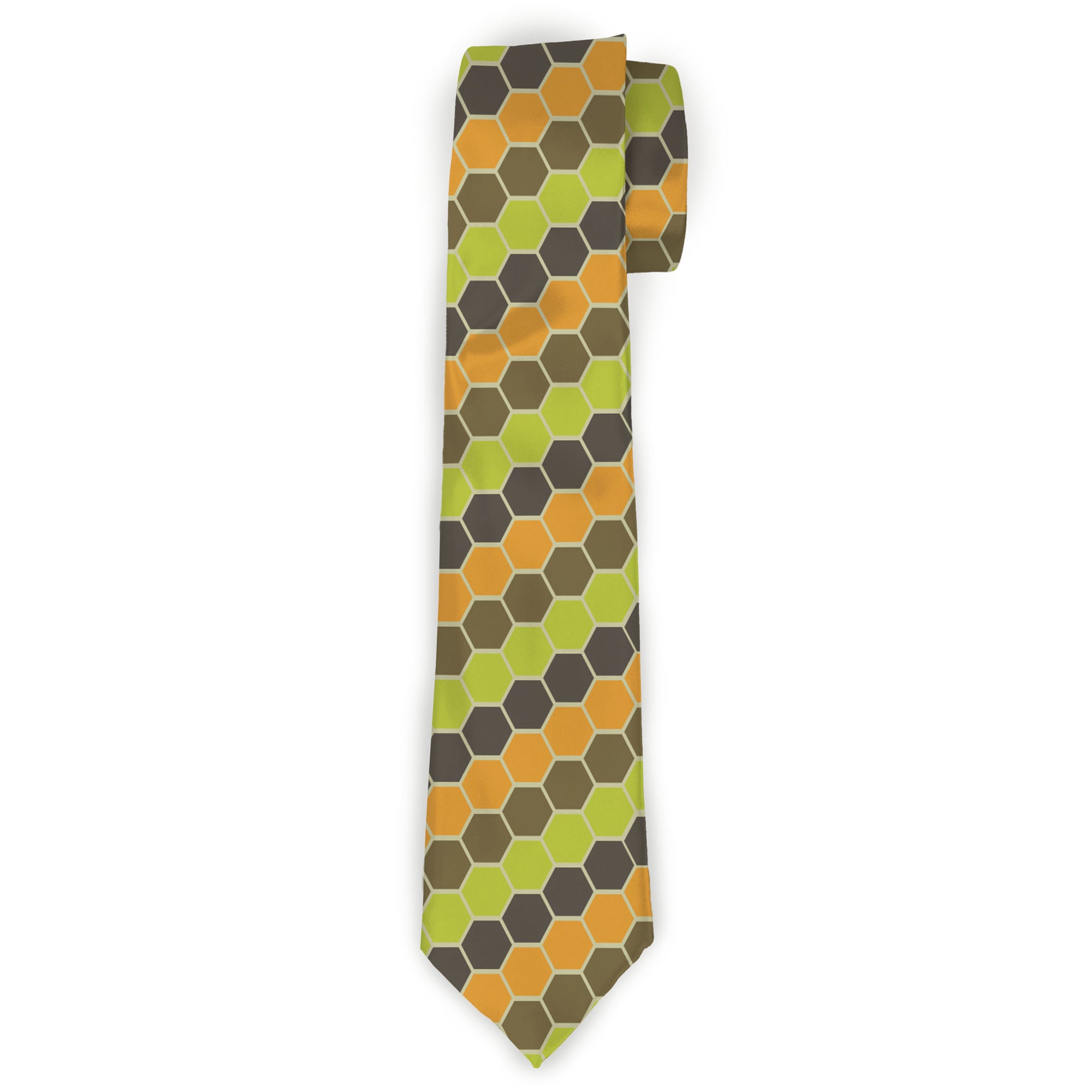 Necktie Standard - Honeycomb Greens/Orange Neckties Buckle-Down