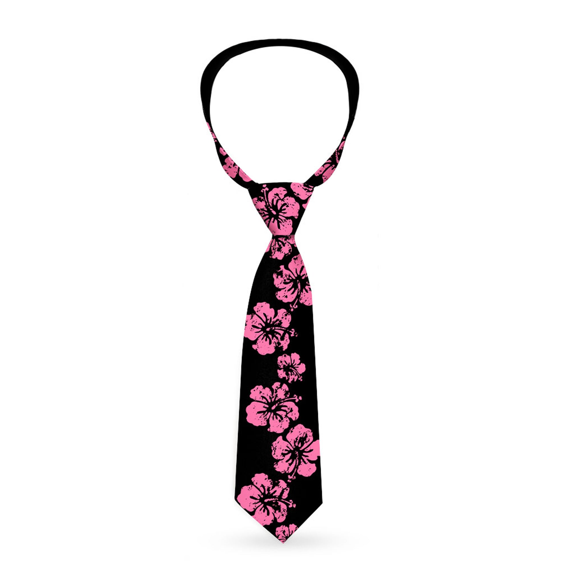 Buckle-Down Necktie - Hibiscus Weathered Black/Pink Neckties Buckle-Down