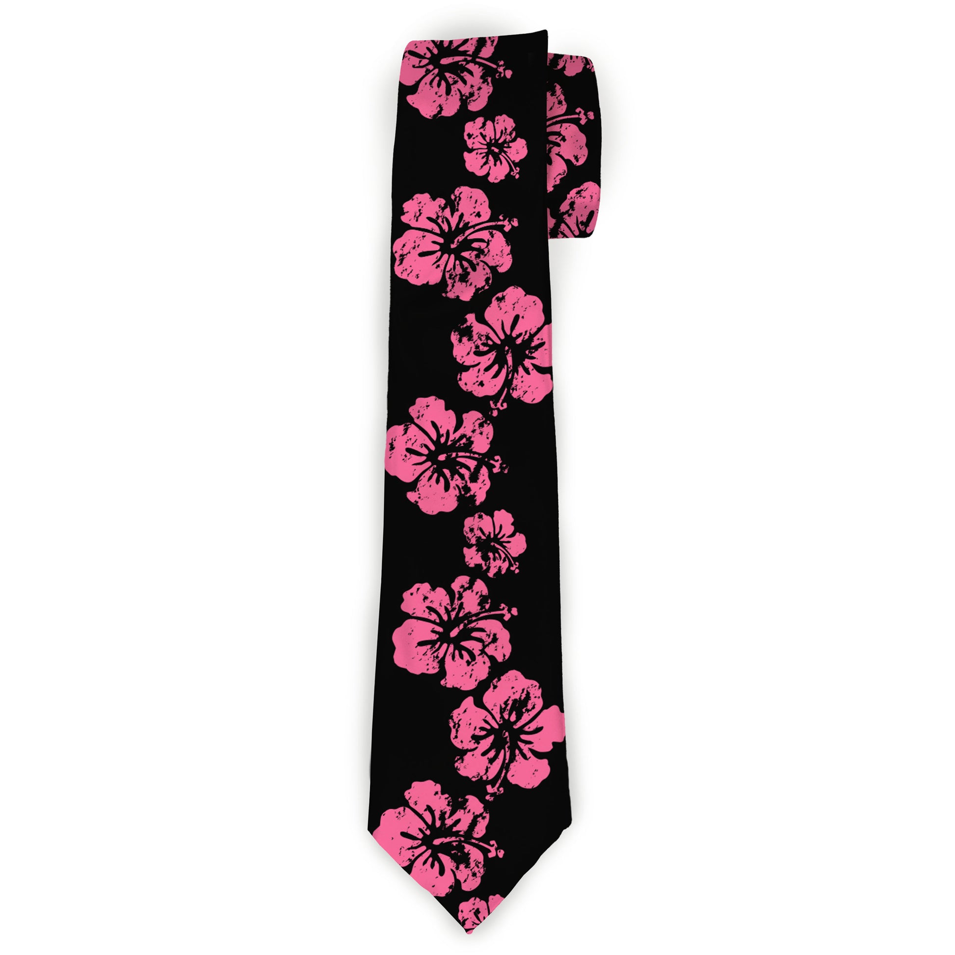 Buckle-Down Necktie - Hibiscus Weathered Black/Pink Neckties Buckle-Down