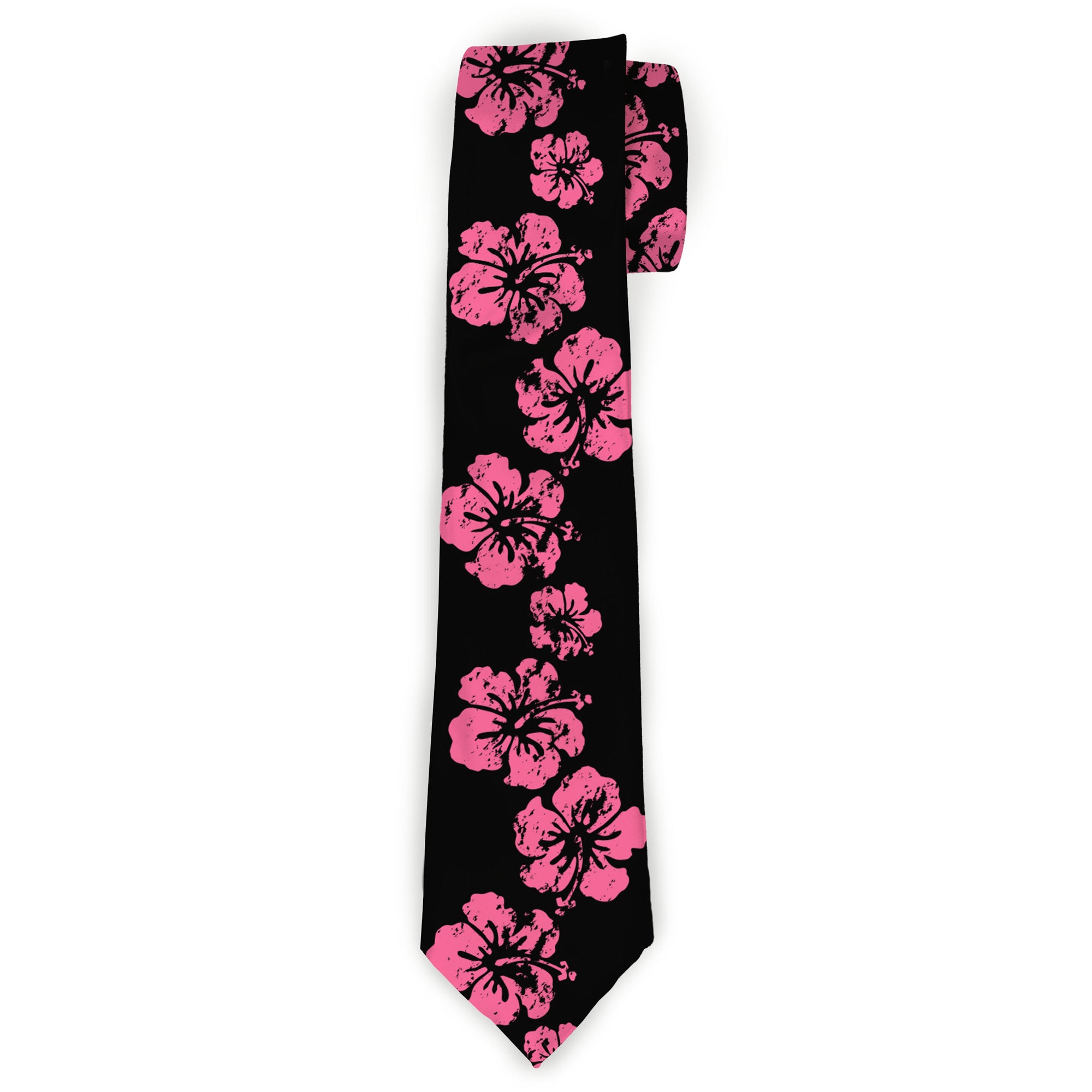 Buckle-Down Necktie - Hibiscus Weathered Black/Pink Neckties Buckle-Down