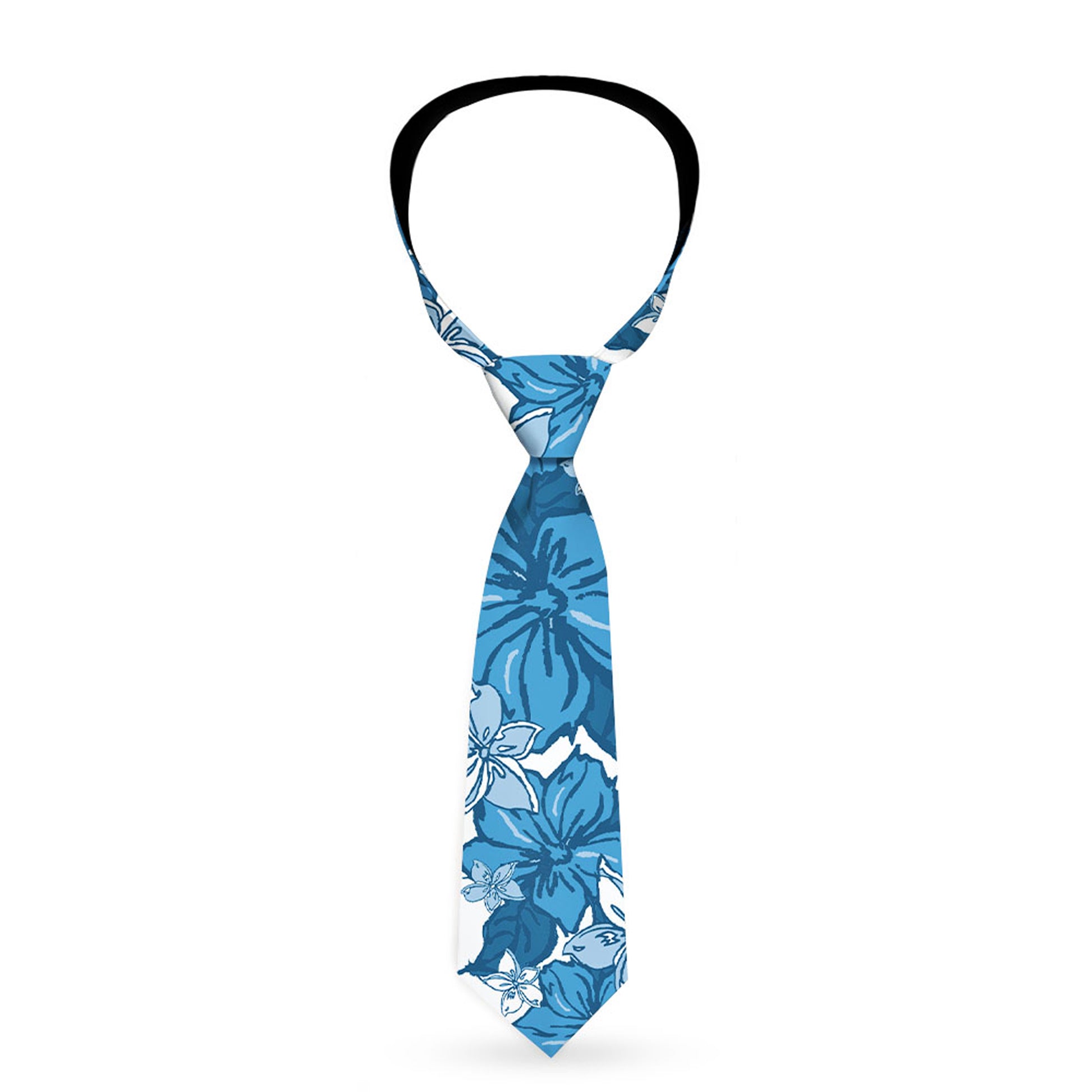 Buckle-Down Necktie - Hibiscus Collage White/Blues Neckties Buckle-Down