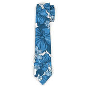Buckle-Down Necktie - Hibiscus Collage White/Blues Neckties Buckle-Down