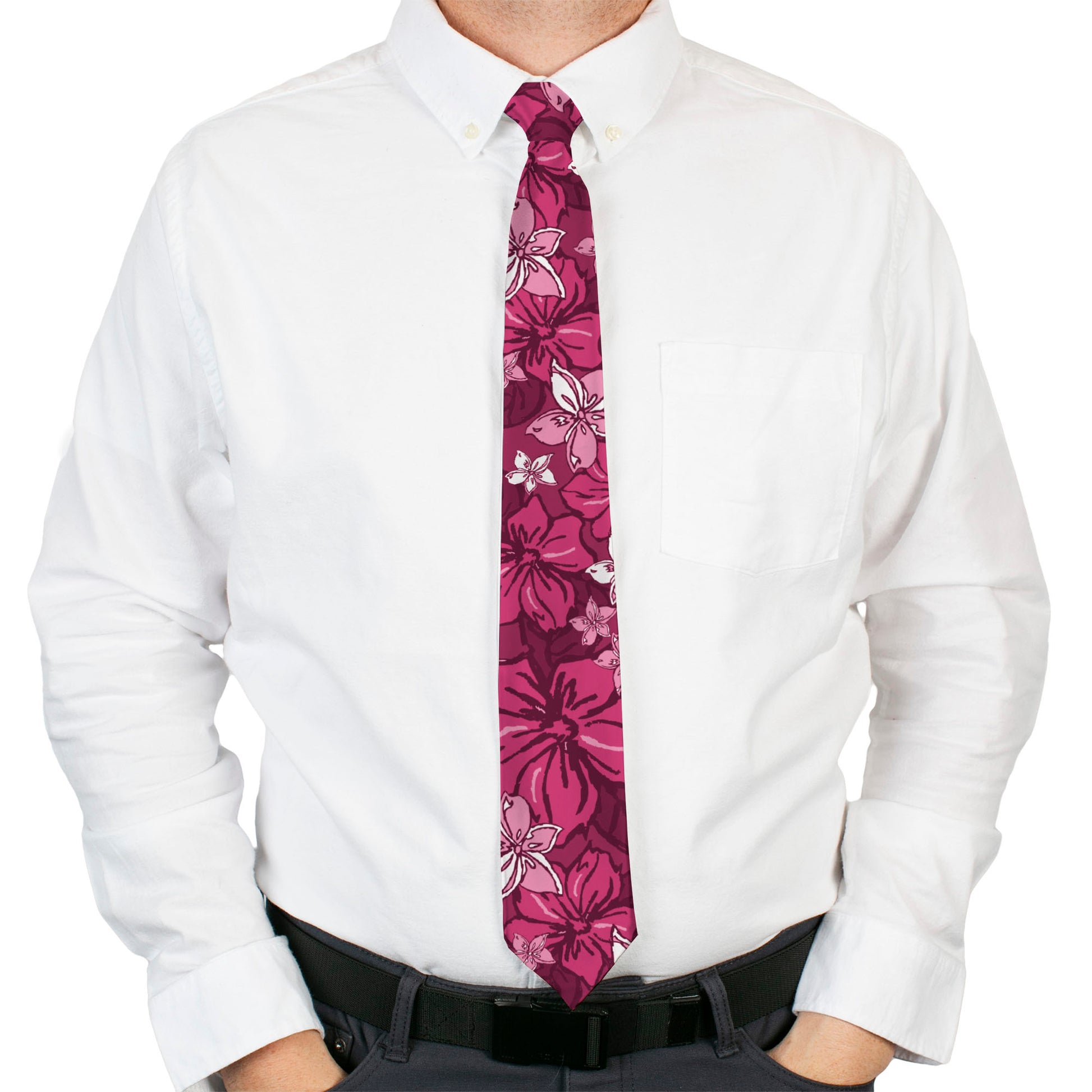 Buckle-Down Necktie - Hibiscus Collage Pink Shades Neckties Buckle-Down