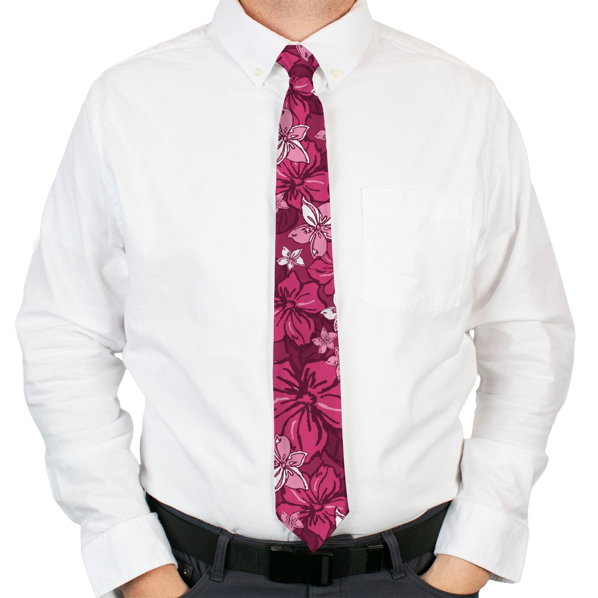 Buckle-Down Necktie - Hibiscus Collage Pink Shades Neckties Buckle-Down