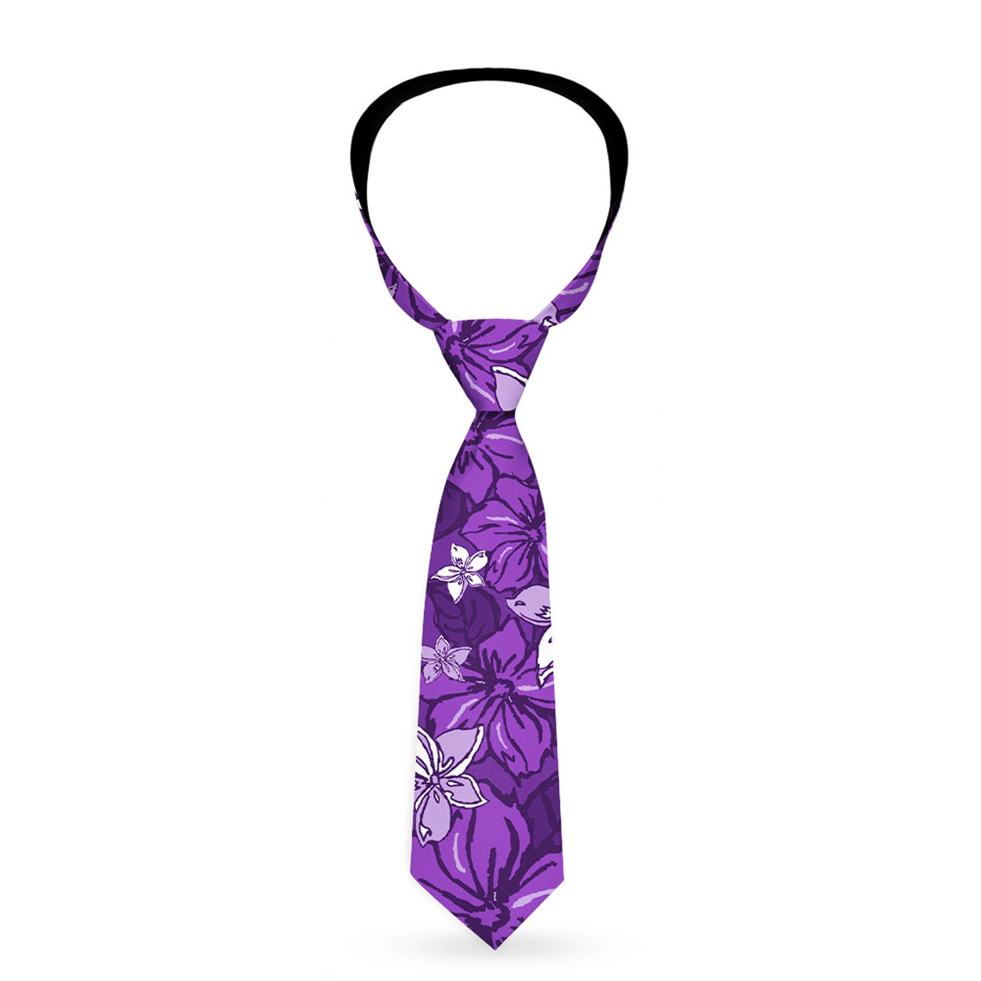 Buckle-Down Necktie - Hibiscus Collage Purple Shades Neckties Buckle-Down