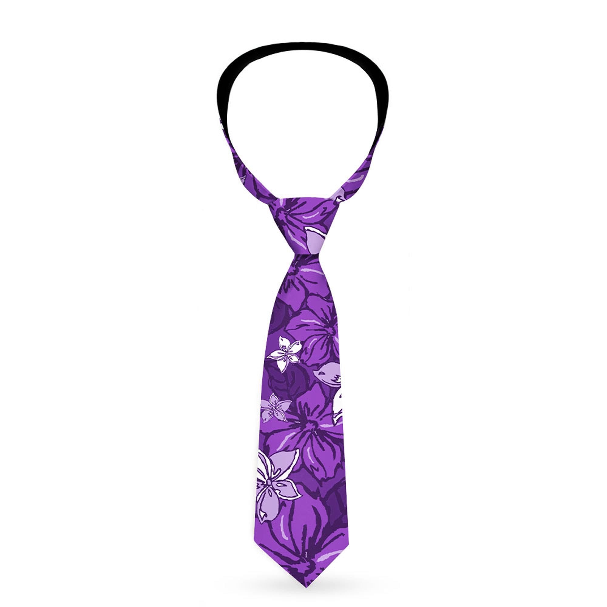 Buckle-Down Necktie - Hibiscus Collage Purple Shades Neckties Buckle-Down