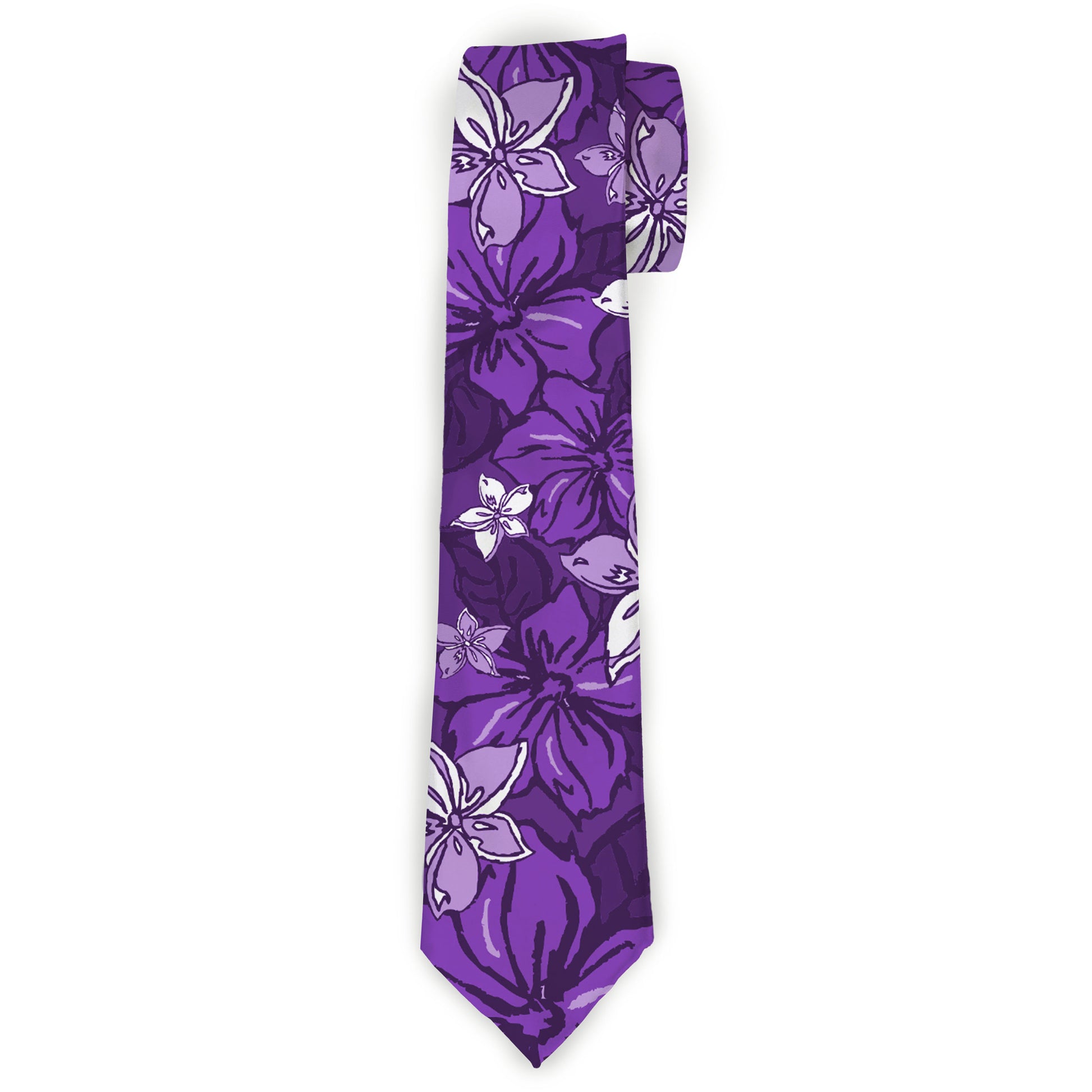 Buckle-Down Necktie - Hibiscus Collage Purple Shades Neckties Buckle-Down