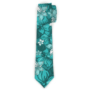 Buckle-Down Necktie - Hibiscus Collage Turquoise Shades Neckties Buckle-Down