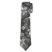 Buckle-Down Necktie - Hibiscus Collage Gray Shades Neckties Buckle-Down