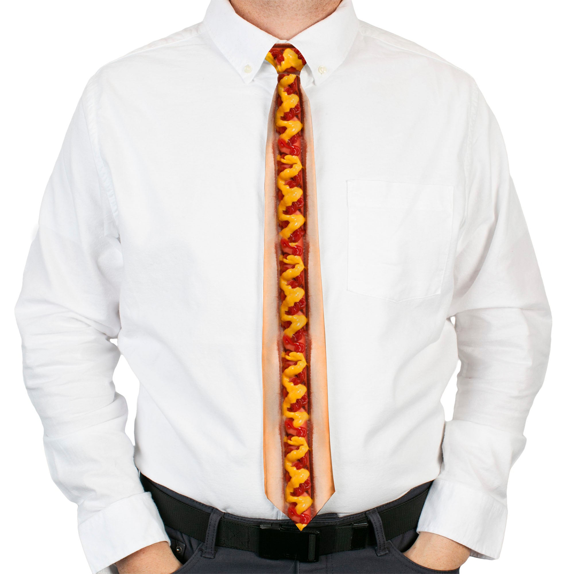 Buckle-Down Necktie - Hot Dog w/Mustard & Ketchup Vivid Neckties Buckle-Down