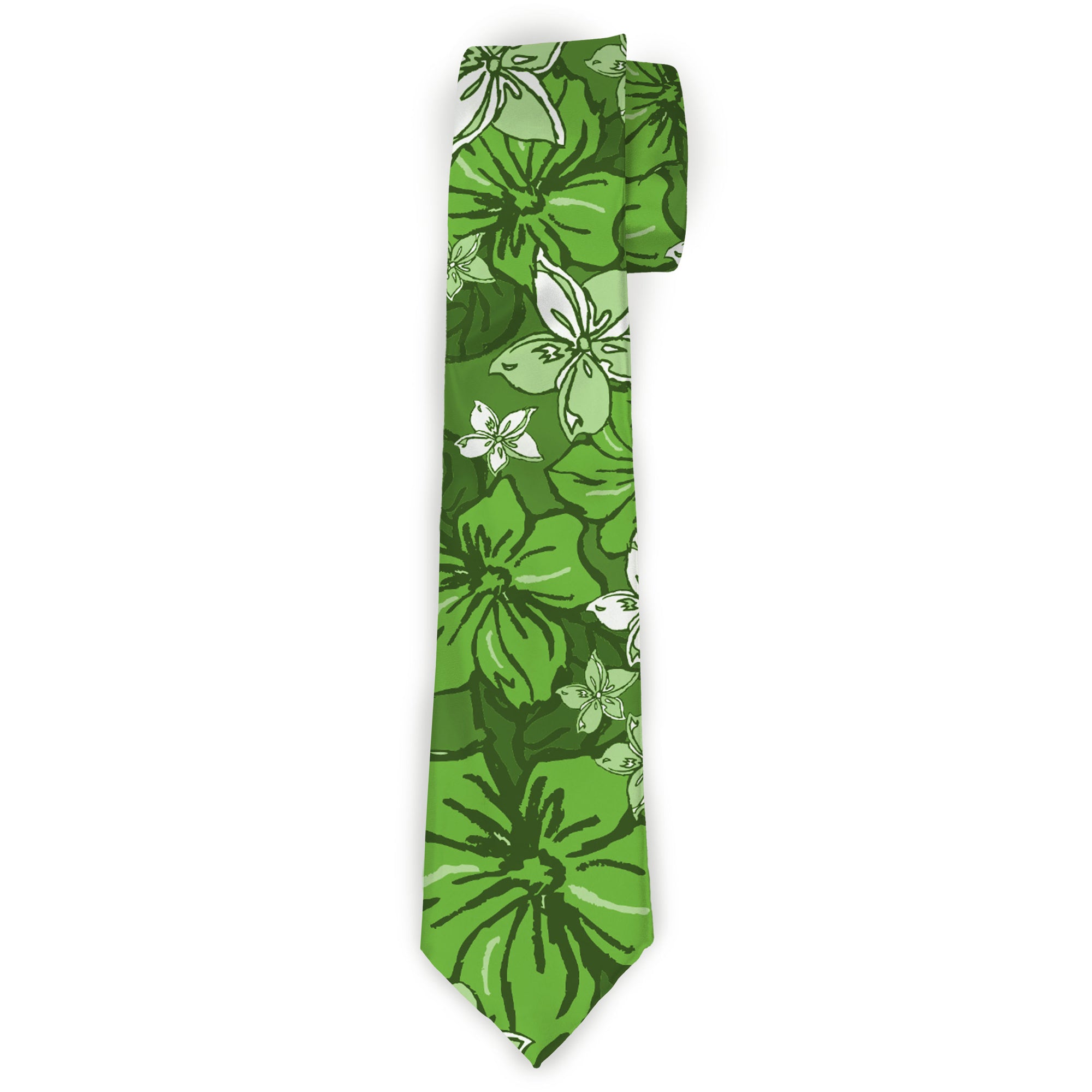 Buckle-Down Necktie - Hibiscus Collage Green Shades Neckties Buckle-Down