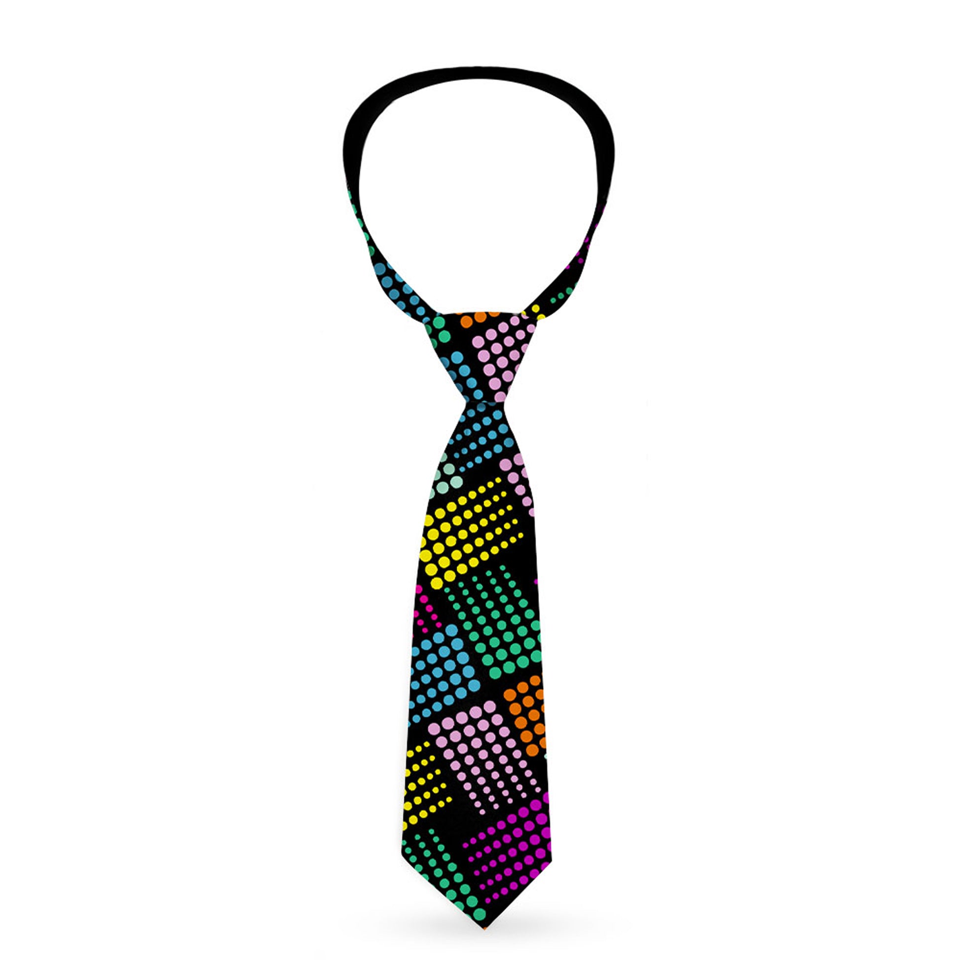 Buckle-Down Necktie - Halftone Blocks Charcoal/Pinks/Greens/Orange/Yellow Neckties Buckle-Down