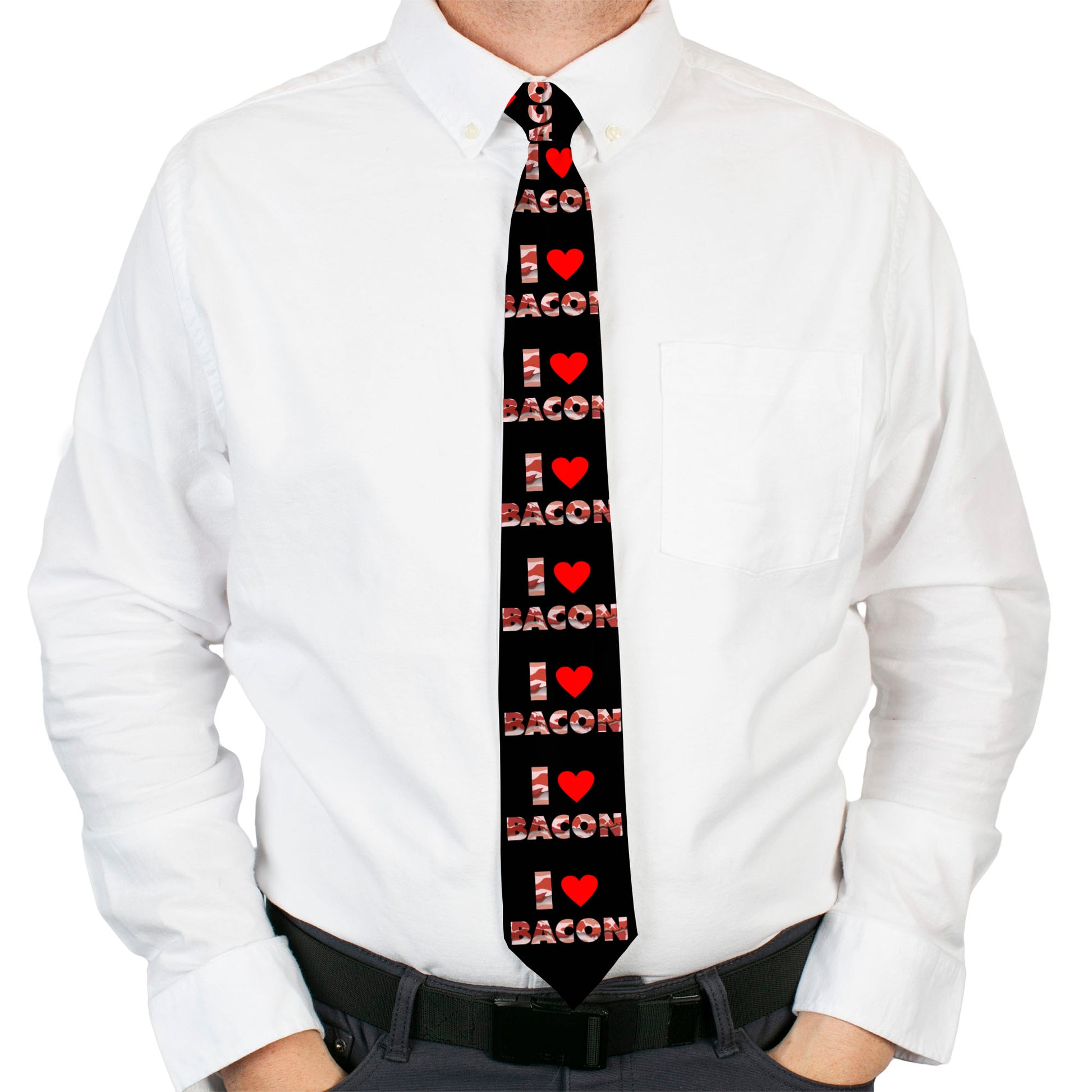 Buckle-Down Necktie - I "Heart" BACON Black/Bacon Neckties Buckle-Down