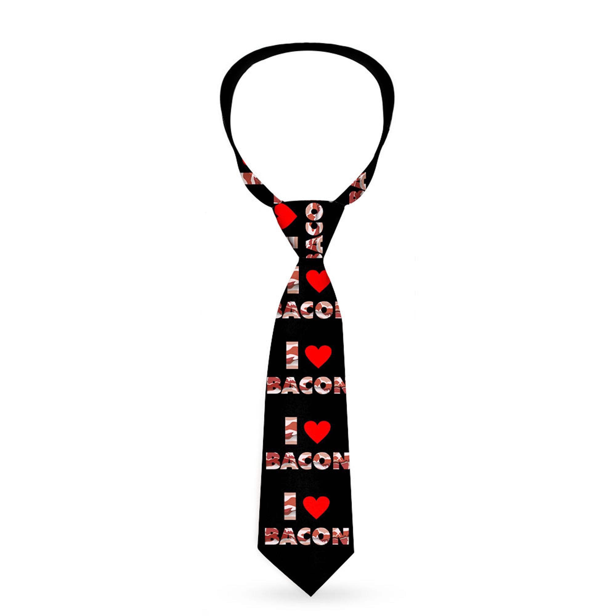 Buckle-Down Necktie - I "Heart" BACON Black/Bacon Neckties Buckle-Down