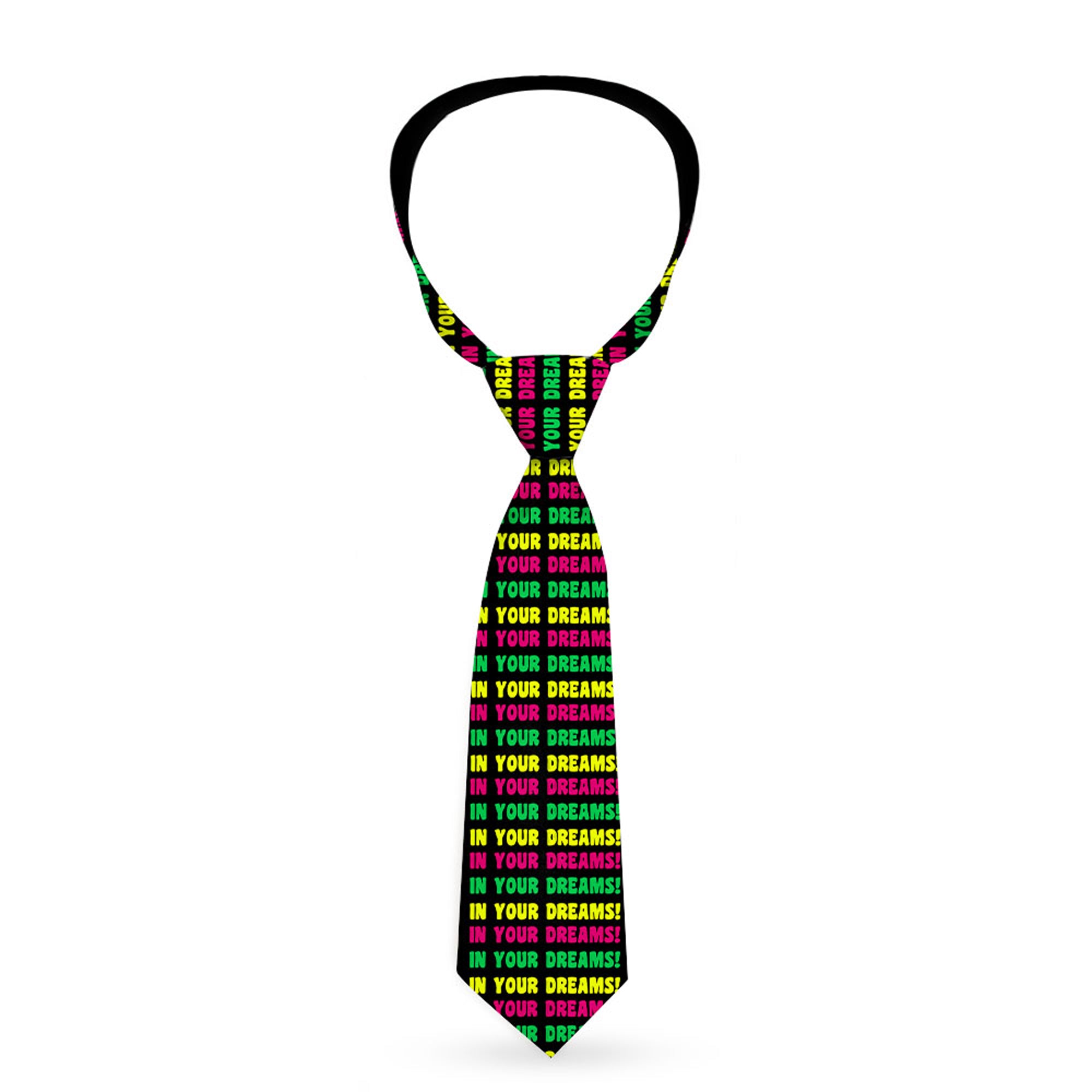 Buckle-Down Necktie - IN YOUR DREAMS! Black/Pink/Green/Yellow Neckties Buckle-Down
