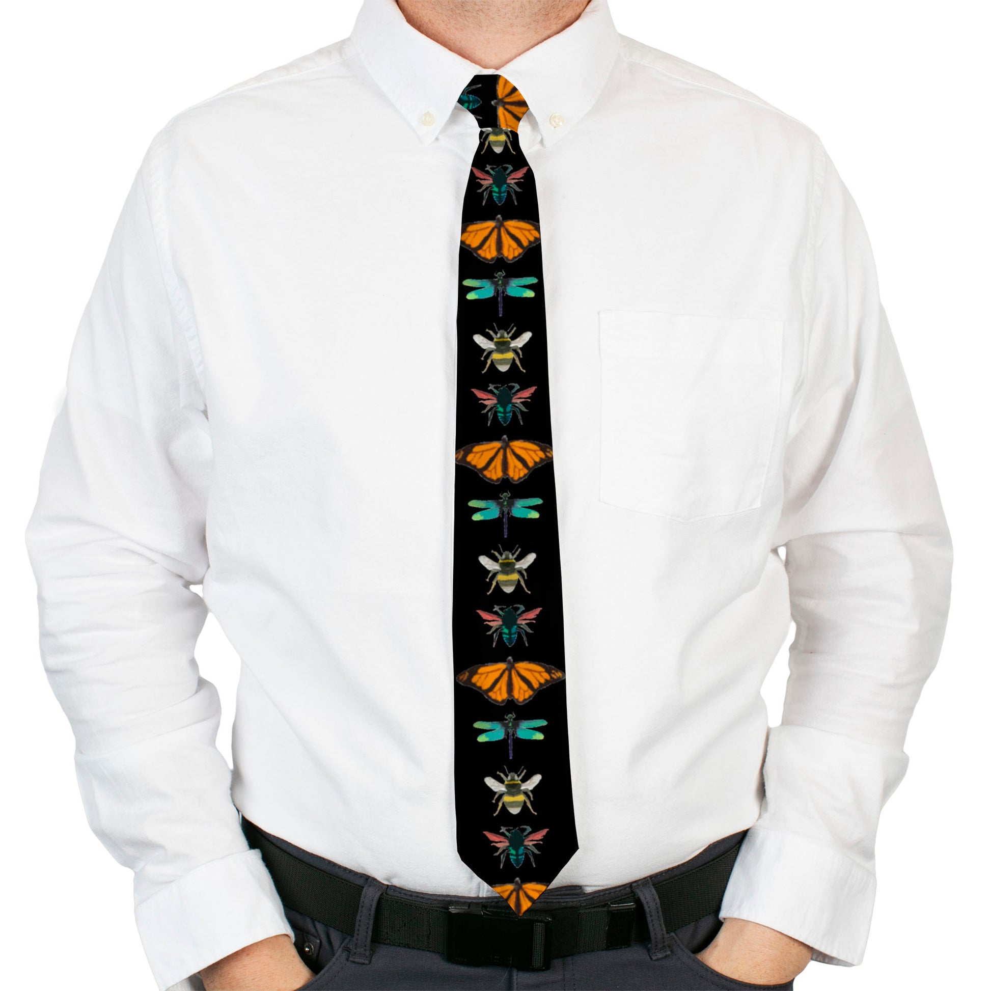 Buckle-Down Necktie - Insects C/U Black Neckties Buckle-Down