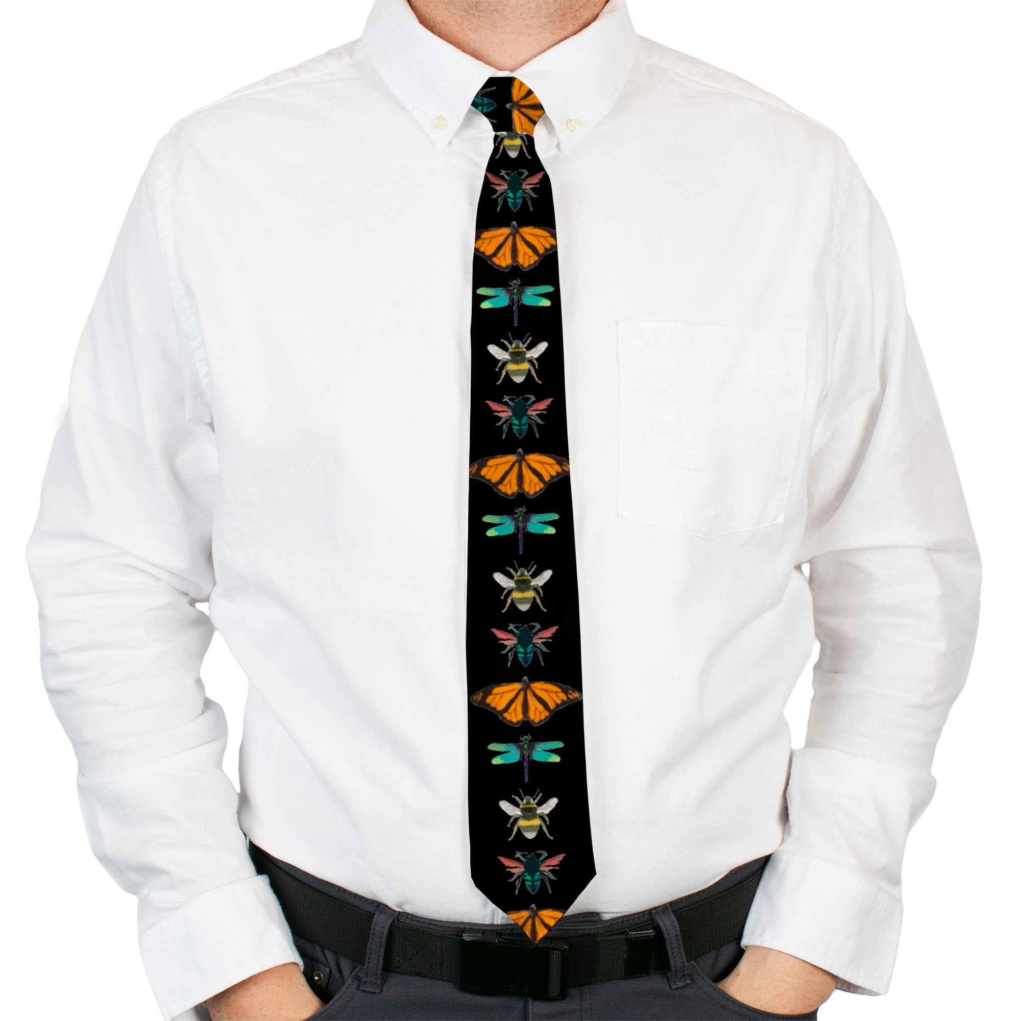 Buckle-Down Necktie - Insects C/U Black Neckties Buckle-Down