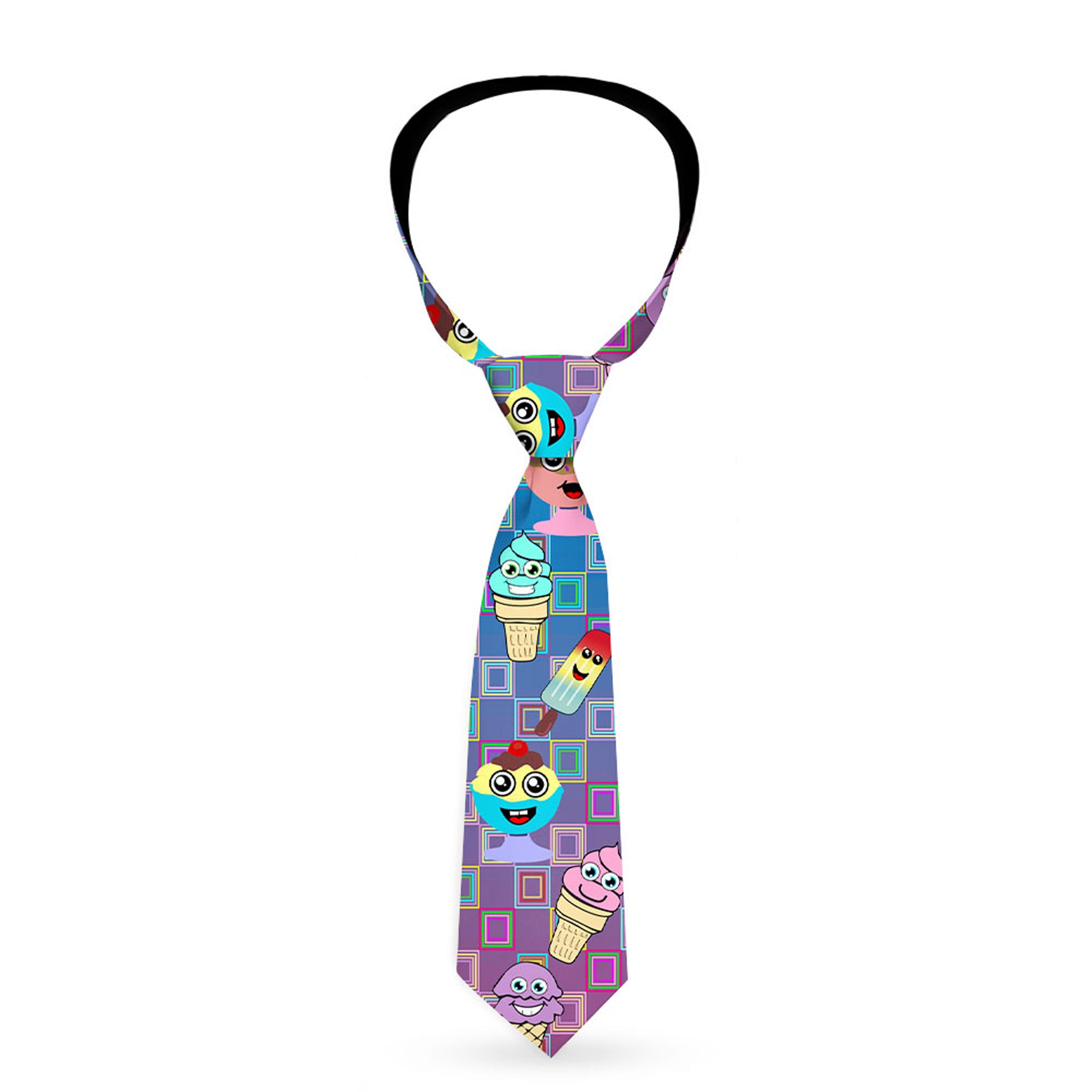 Buckle-Down Necktie - Ice Cream Cone & Popsicle Expressions/Squares Multi Color Neckties Buckle-Down