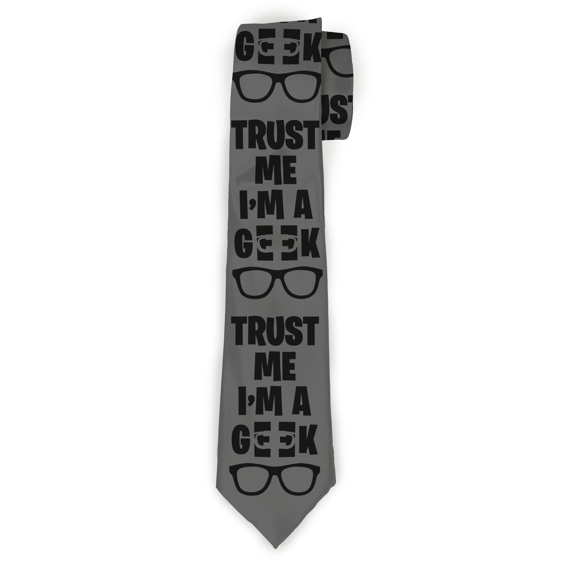 Buckle-Down Necktie - I'M A GEEK/Glasses Gray/Black Neckties Buckle-Down