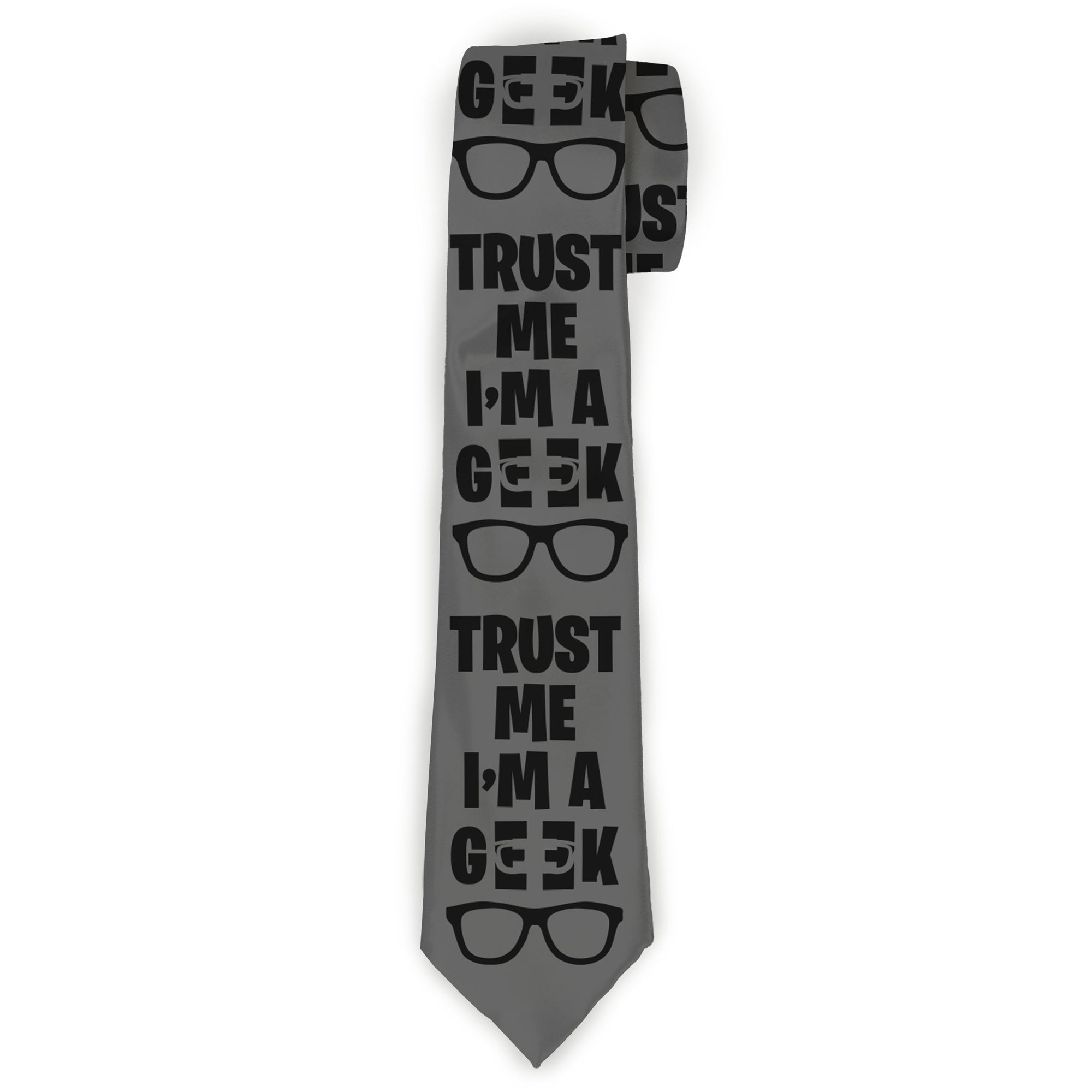 Buckle-Down Necktie - I'M A GEEK/Glasses Gray/Black Neckties Buckle-Down