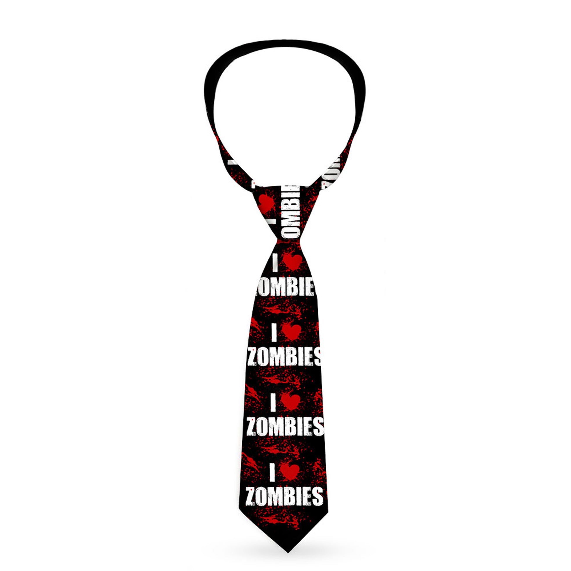 Buckle-Down Necktie - I "Heart" ZOMBIES Bold Splatter Black/White/Red Neckties Buckle-Down
