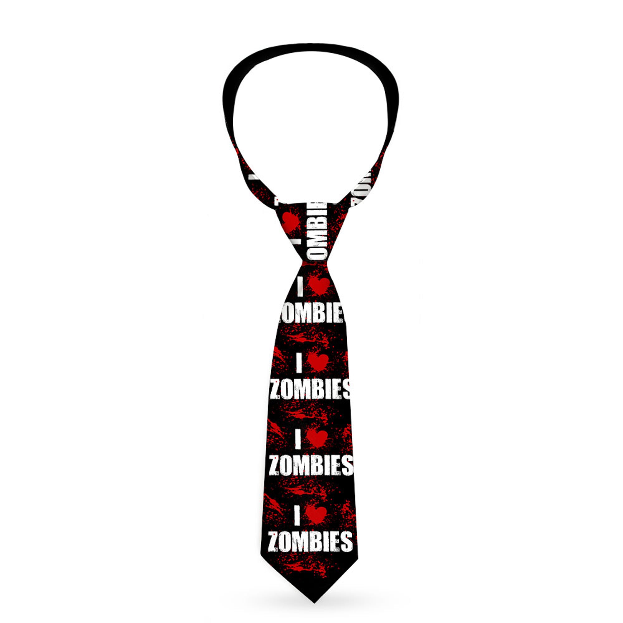 Buckle-Down Necktie - I "Heart" ZOMBIES Bold Splatter Black/White/Red Neckties Buckle-Down