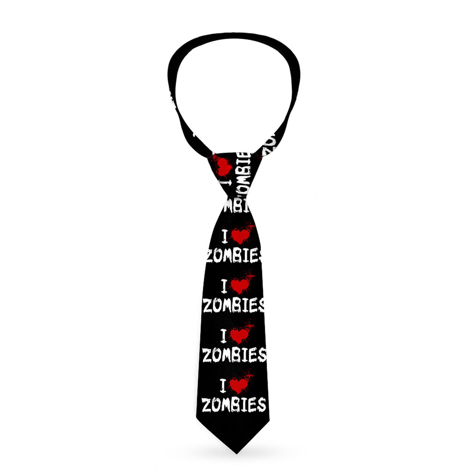 Buckle-Down Necktie - I "Heart" ZOMBIES Bloody Splatter Black/White/Red Neckties Buckle-Down